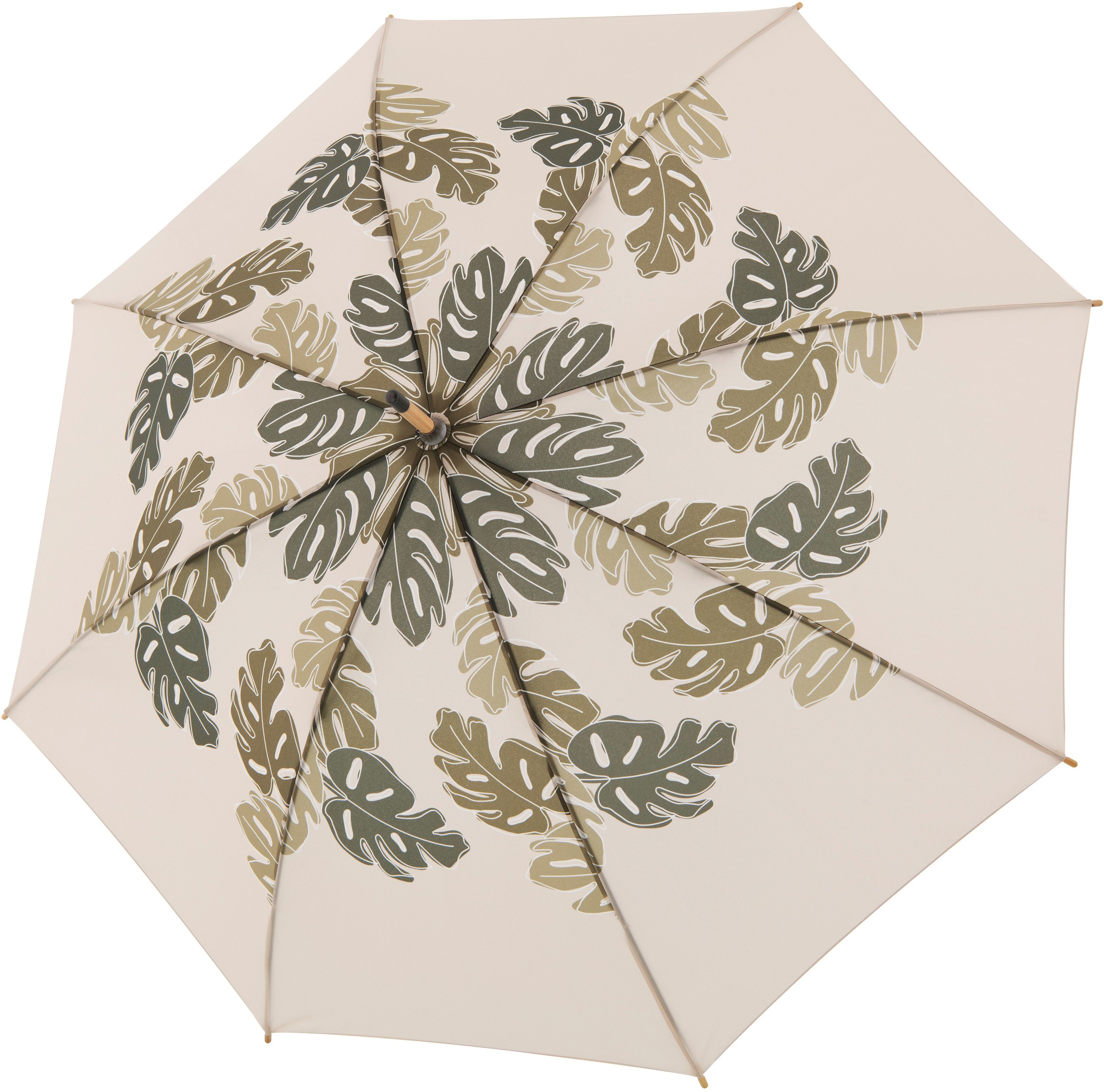 doppler® Stockregenschirm nature Long, choice beige, aus recyceltem Material mit Schirmgriff aus Holz | Stockschirme