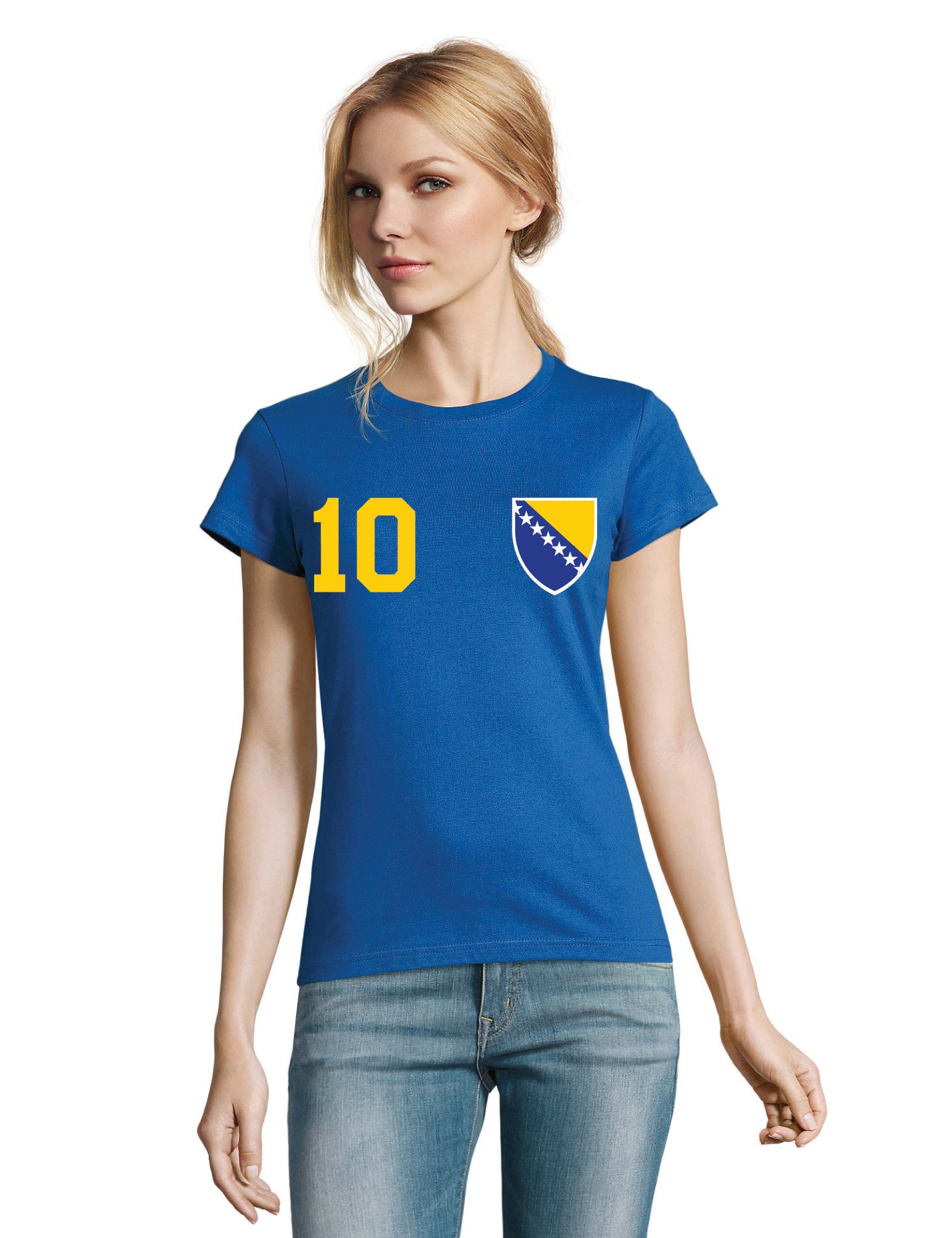 Youth Designz T-Shirt Bosnia Bosnien Damen T-Shirt im Fußball Trikot Look WM 2026 mit trendigem Trikot Look für Frauen
