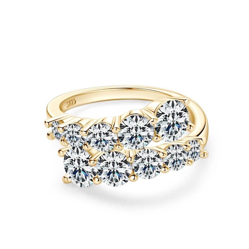 ROUGEMONT Silberring Extravaganter Moissanit Eternity Doppel-Ring 925 Silber Damen Ring, Echtschmuck