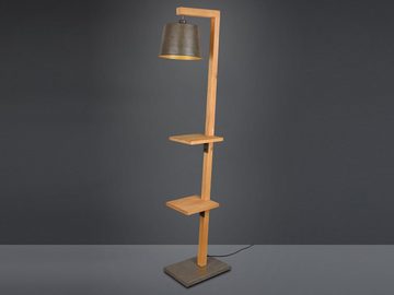 meineWunschleuchte LED Stehlampe, Dimmfunktion, LED wechselbar, Warmweiß, groß-e ausgefallen-e Holz-lampe mit Metall Lampenschirm, Höhe 165cm