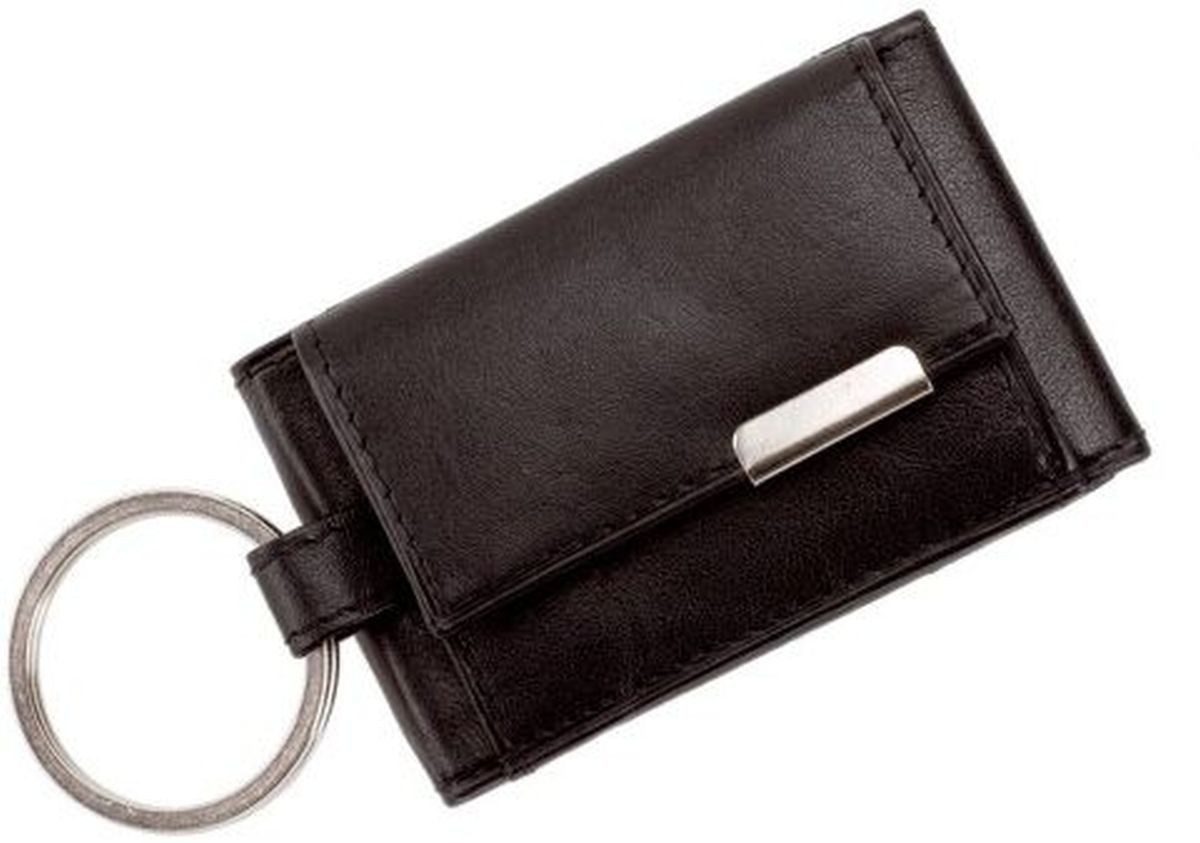 Alassio® Gürteltasche Mini-Börse mit Metallemblem 8,5x5cm Leder schwarz