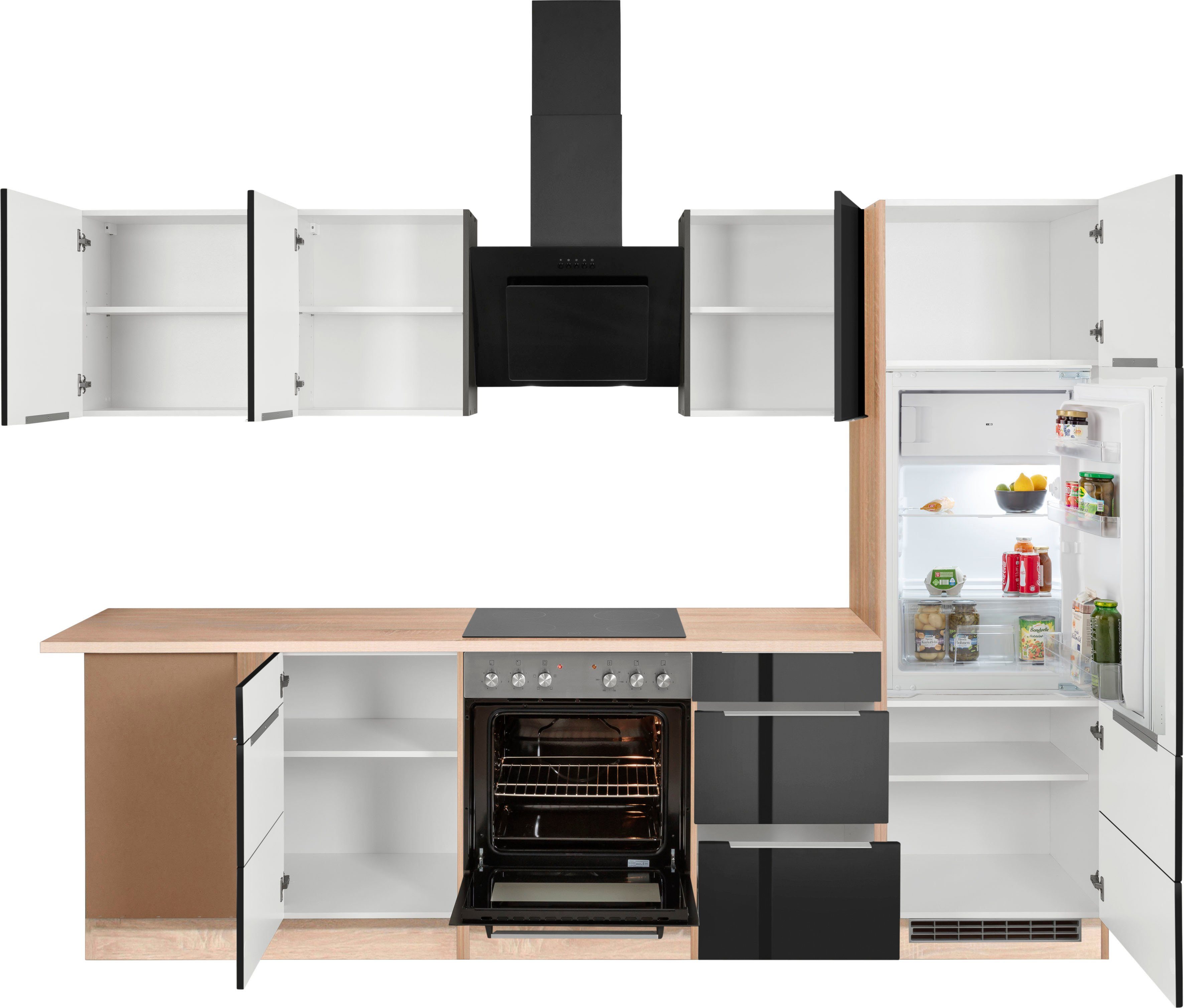 KOCHSTATION Winkelküche KS-Brindisi, Stellbreite 220/280 cm, wahlweise mit E-Geräten, mit MDF-Fronten