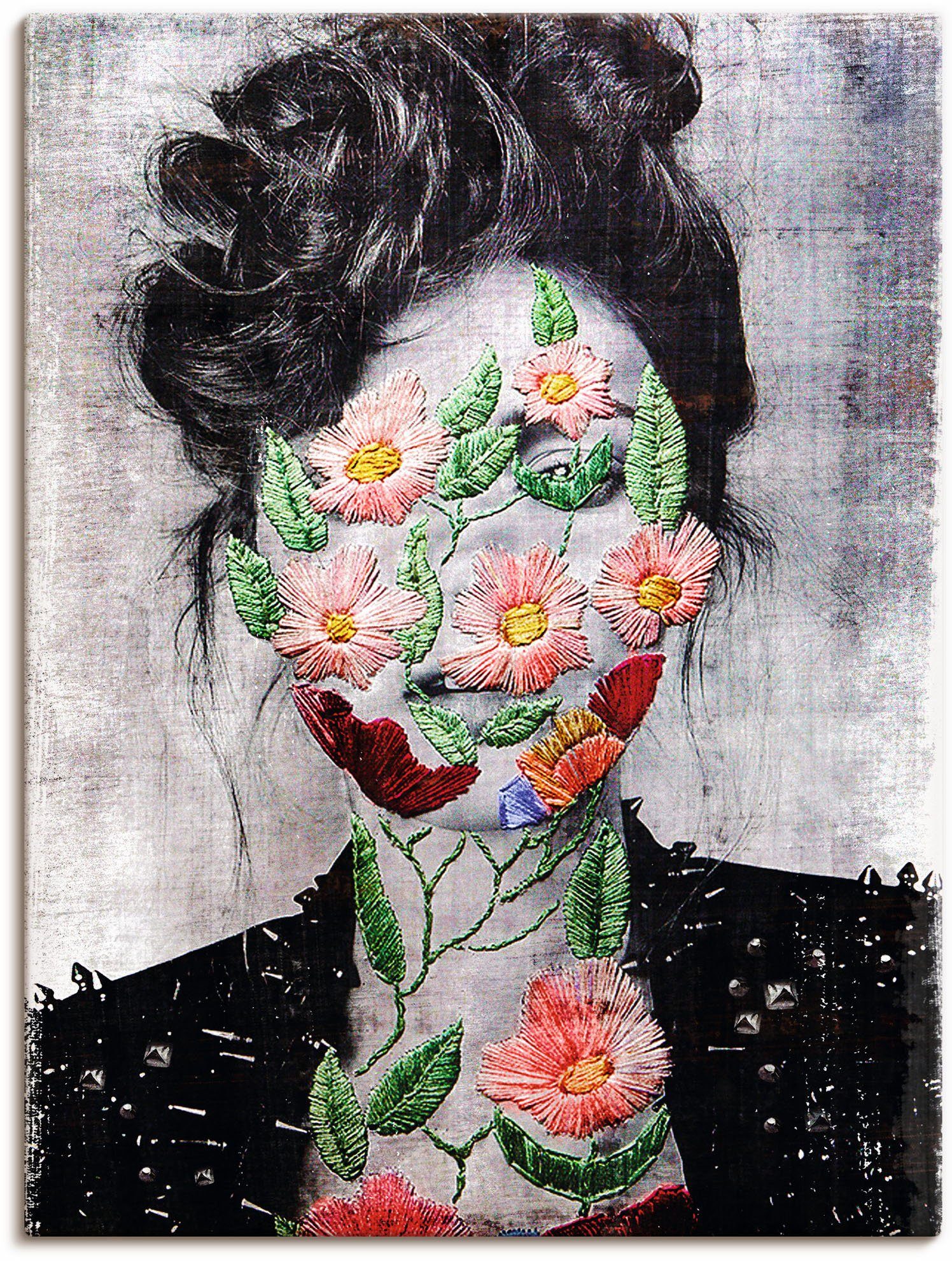 (1 Flower Wandaufkleber Artland oder Leinwandbild, in versch. Portrait St), Face, Alubild, Wandbild Poster als Größen