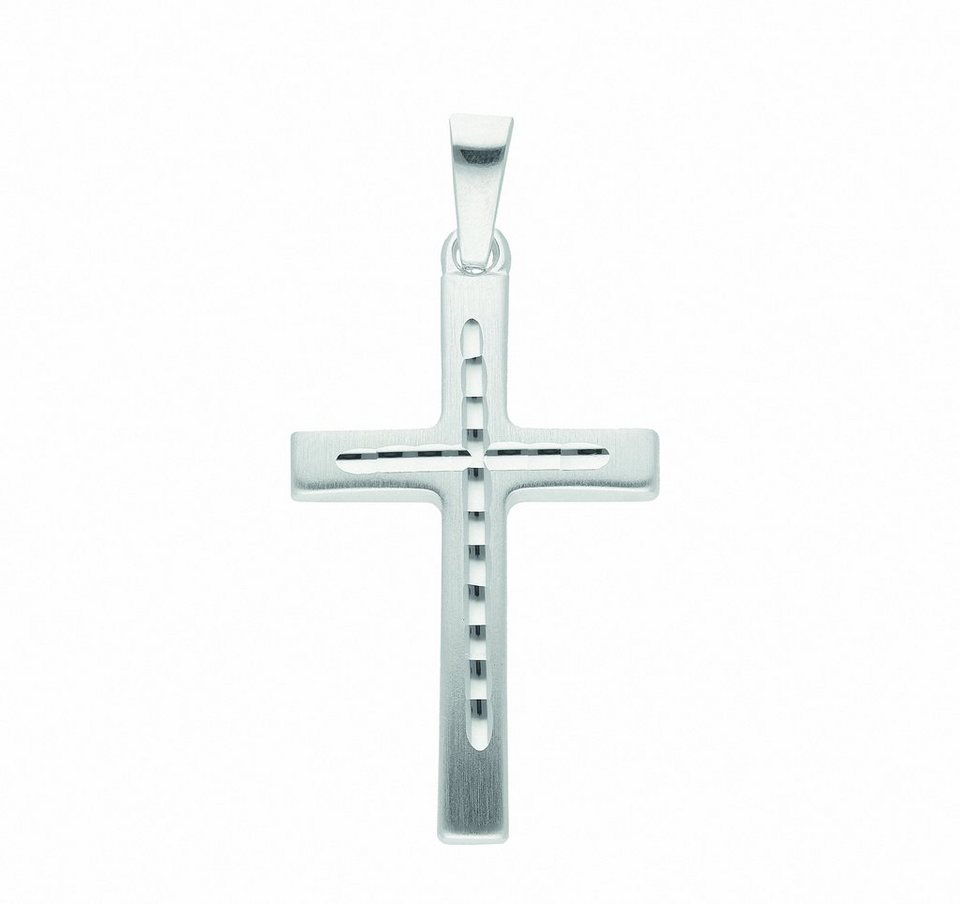Adelia´s Kette mit Anhänger 925 Silber Kreuz Anhänger, Schmuckset - Set mit  Halskette, Maße des Anhängers - Breite 14,2 mm - Höhe 21,3 mm