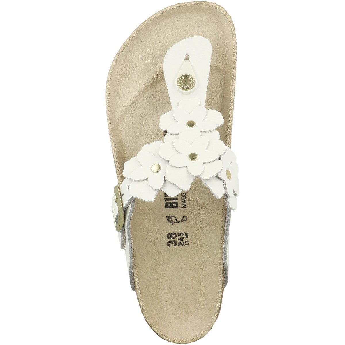 Birkenstock Gizeh Flowers Naturleder normal Damen Zehentrenner Sandalen, Sandaletten, Sommerschuhe, Badeschuhe, Zehentrenner