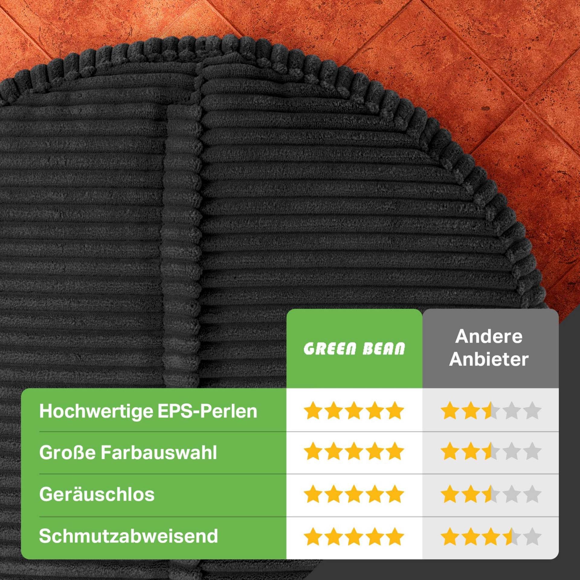 Green Bean Pouf Sitzsack-Hocker Pouf Cord 45x25cm (Indoor Sitzhocker Sitzkissen Fußhocker Relax-Sessel, Made in Germany), die ideale Ergänzung zum Sitzsack – Bild 4 von 5