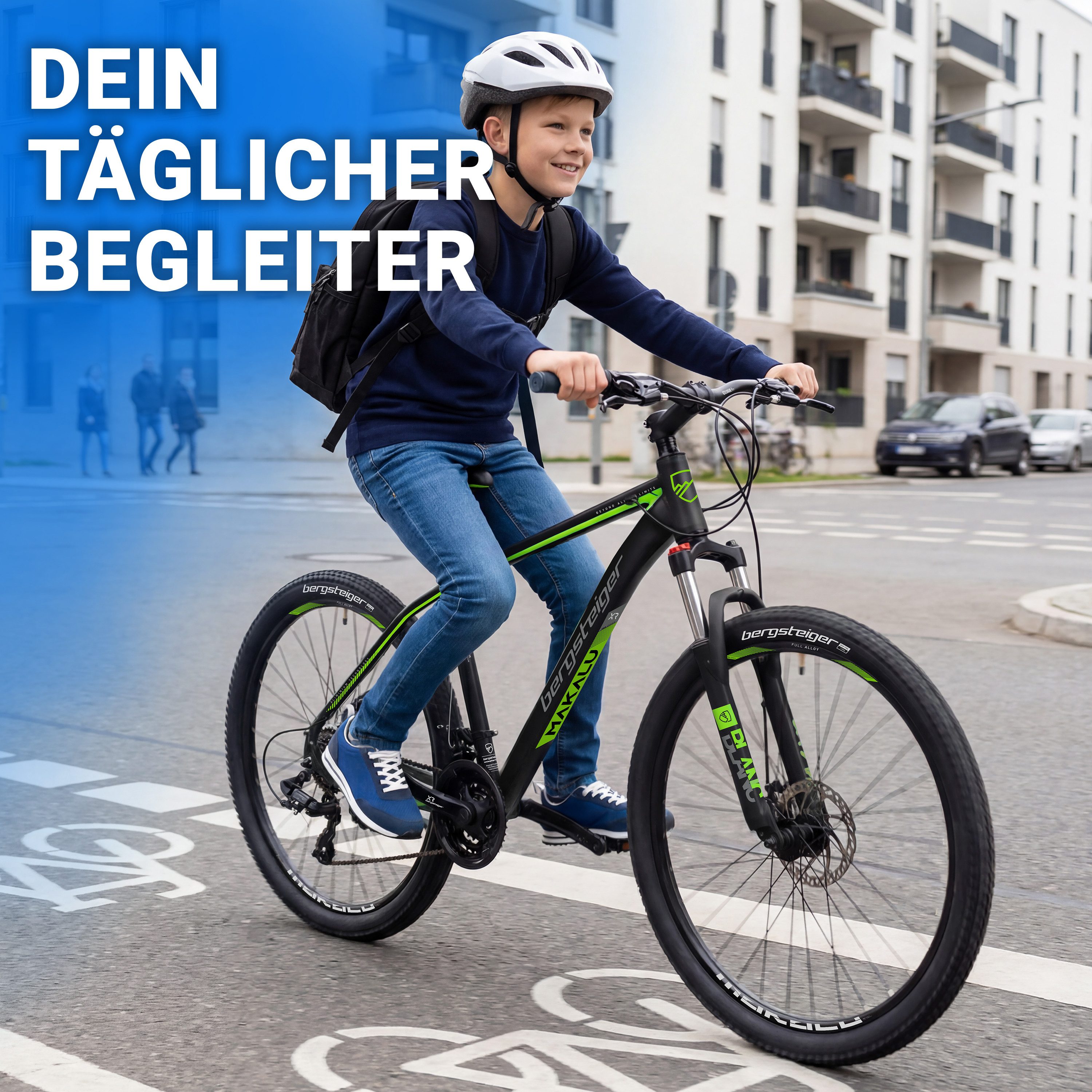 bergsteiger Mountainbike Makalu 26, 29 Zoll Mountainbike Alu, geeignet ab 150 cm, Damen, Herren, 21 Gang Shimano Tourney RD-TY300 Schaltwerk, Kettenschaltung, S – Bild 4 von 5