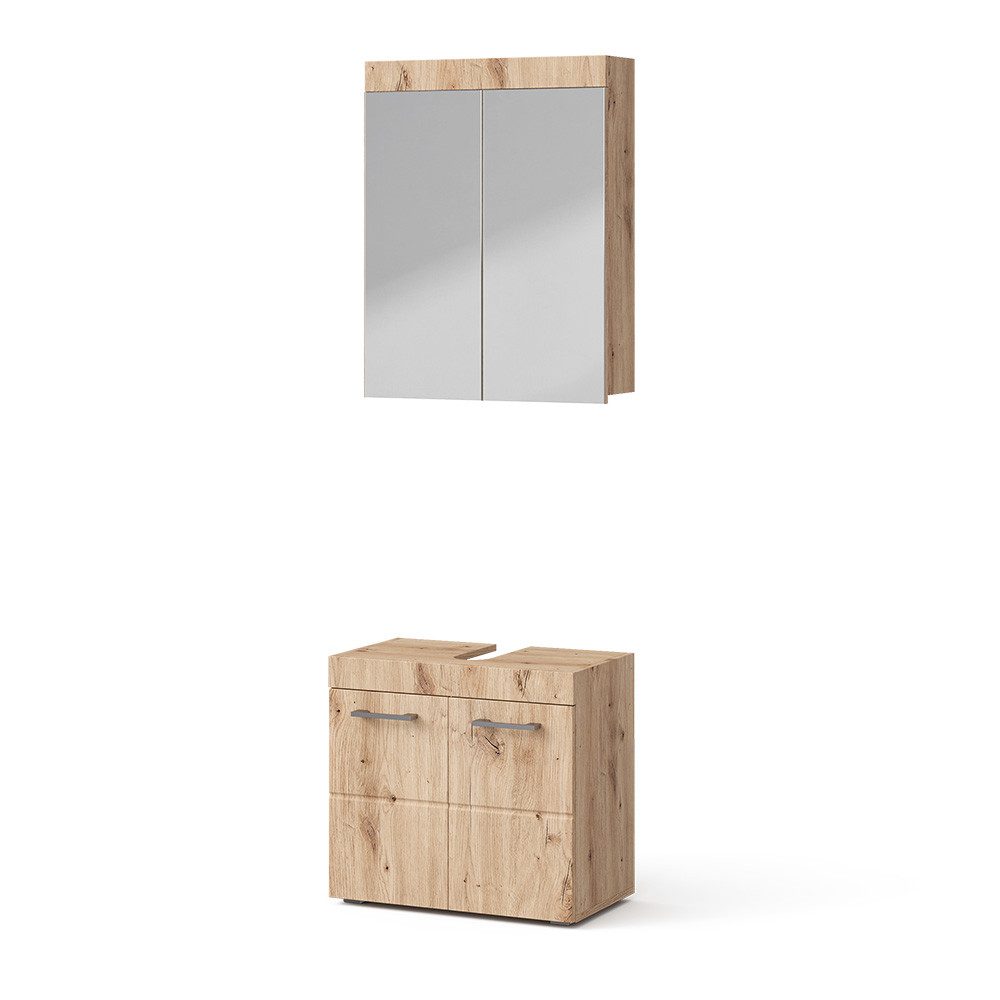 Vicco Badmöbel-Set Luna, Eiche, 2 Teile, (2-St., 2er Set)