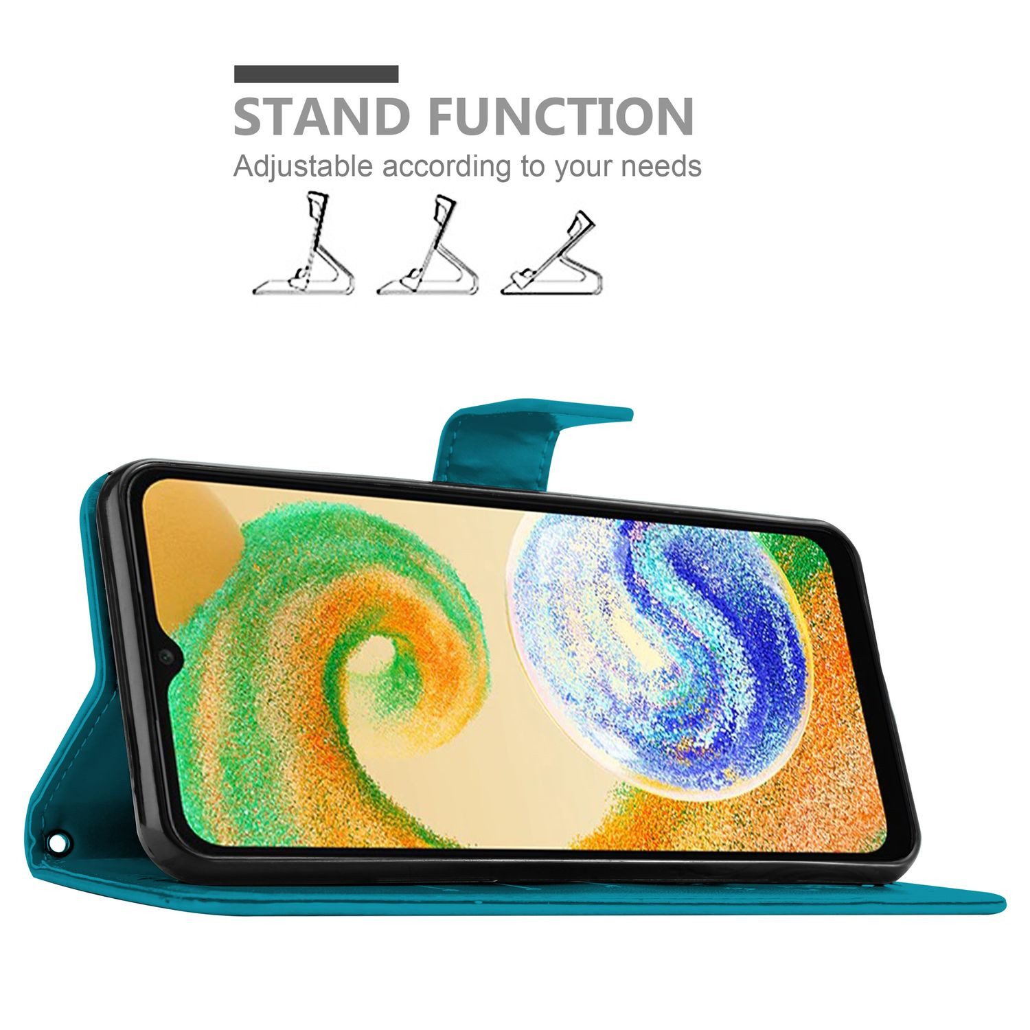 Cadorabo Handyhülle für Samsung Galaxy A04s / A13 5G / M13 5G Hülle Samsung Galaxy A04s / A13 5G / M13 5G, Hülle Schutzhülle Blumen Flower mit Standfunktion Kartenfach Magnet