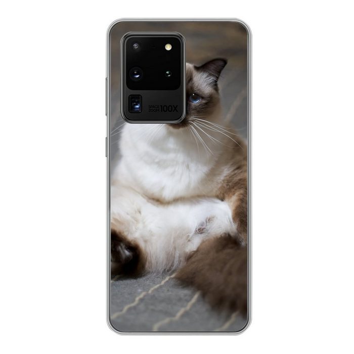 MuchoWow Handyhülle Katze - Fell - Braun Phone Case Handyhülle Samsung Galaxy S20 Ultra Silikon Schutzhülle