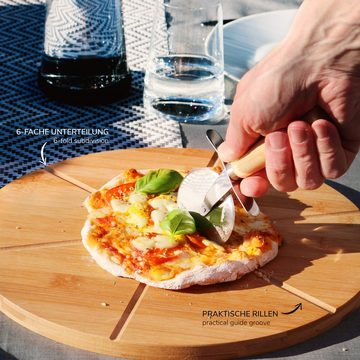 bremermann Pizzaschneider Pizzaservier-Set, Bambus, Schneidbrett, Pizzaheber, Pizzaschneider