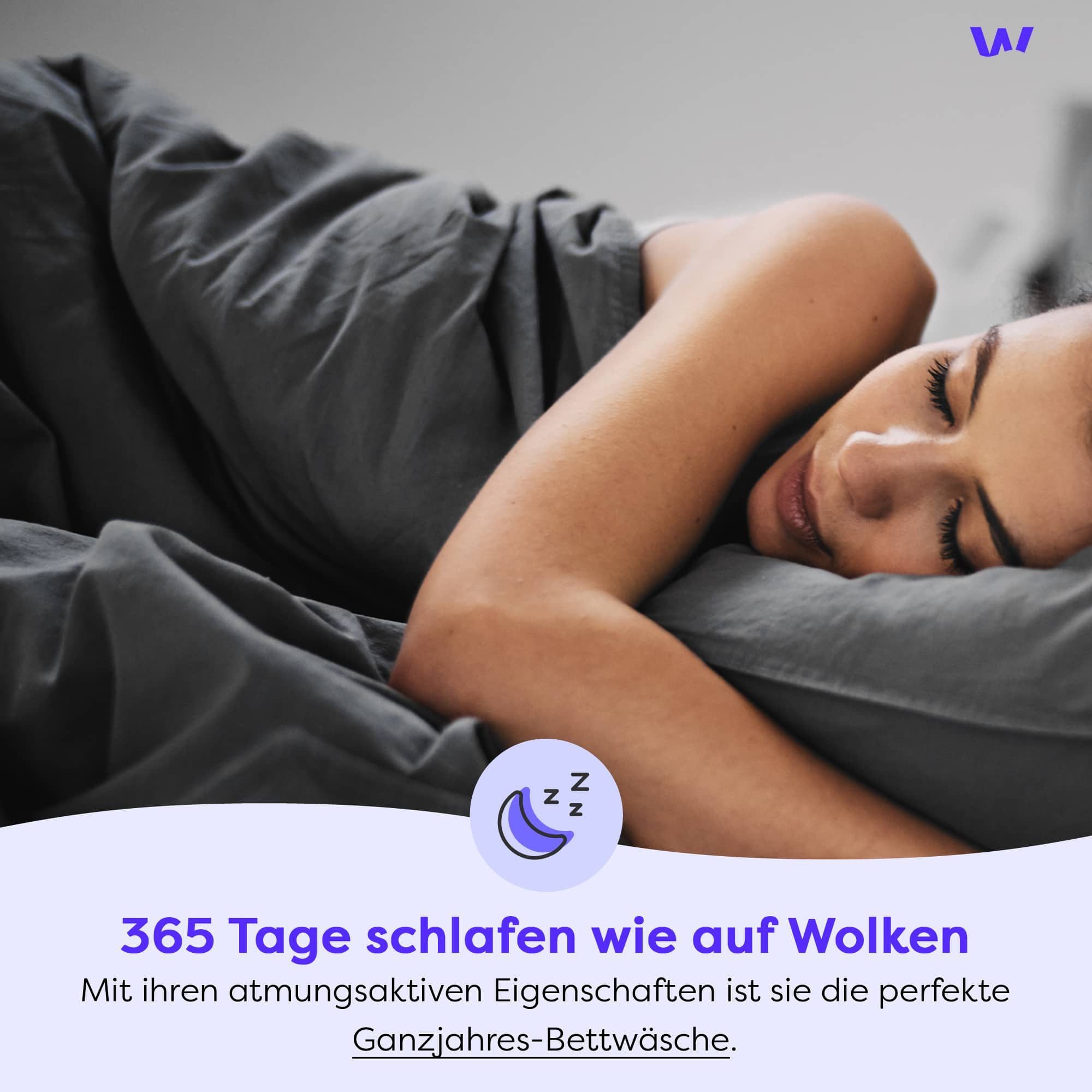 Wolkenfeld Bettwäsche Renforcé Bettwäsche Baumwolle - Natürlich weiches Schlafgefühl, Renforcé, 3 teilig, 135x200 cm, 155x220 & Übergrößen I inkl. Kissenbezüge  – Bild 5 von 5