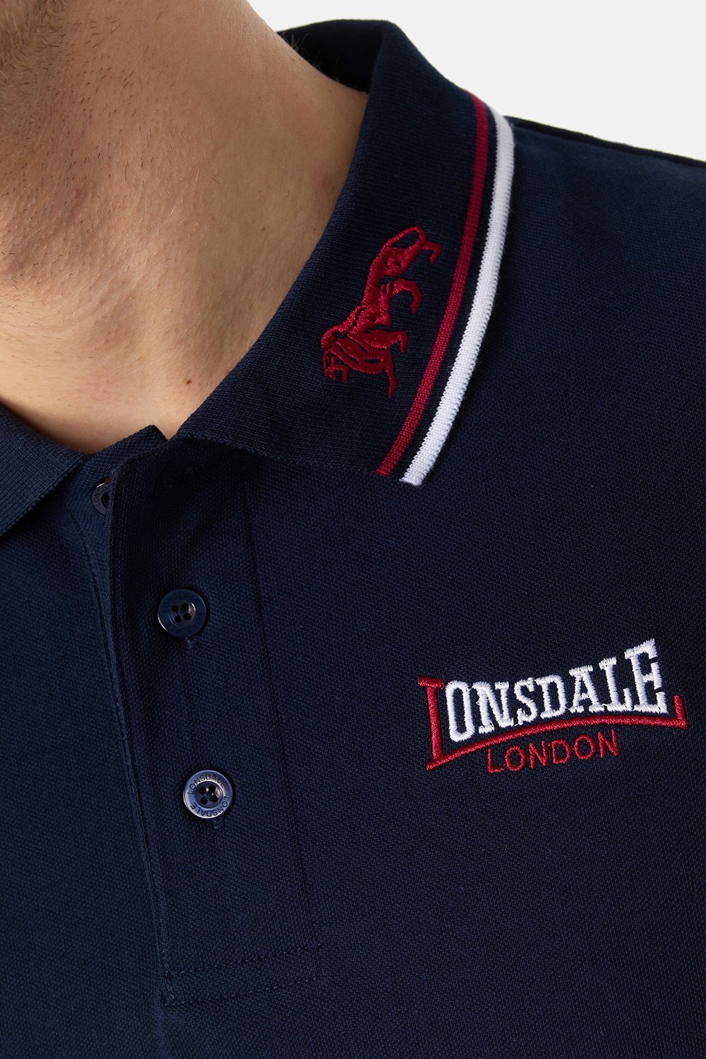 Lonsdale Poloshirt LION Navy/Dark Red