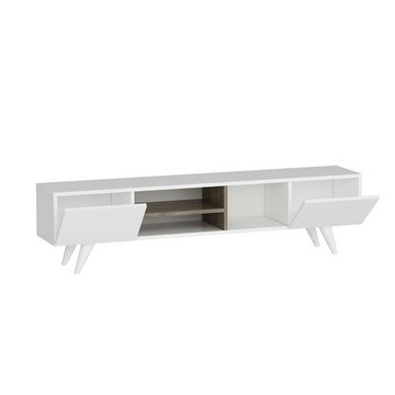 en.casa TV-Schrank »Assens« TV Bank 40x160x31cm mit 2 Klapptüren Weiß / Walnuss