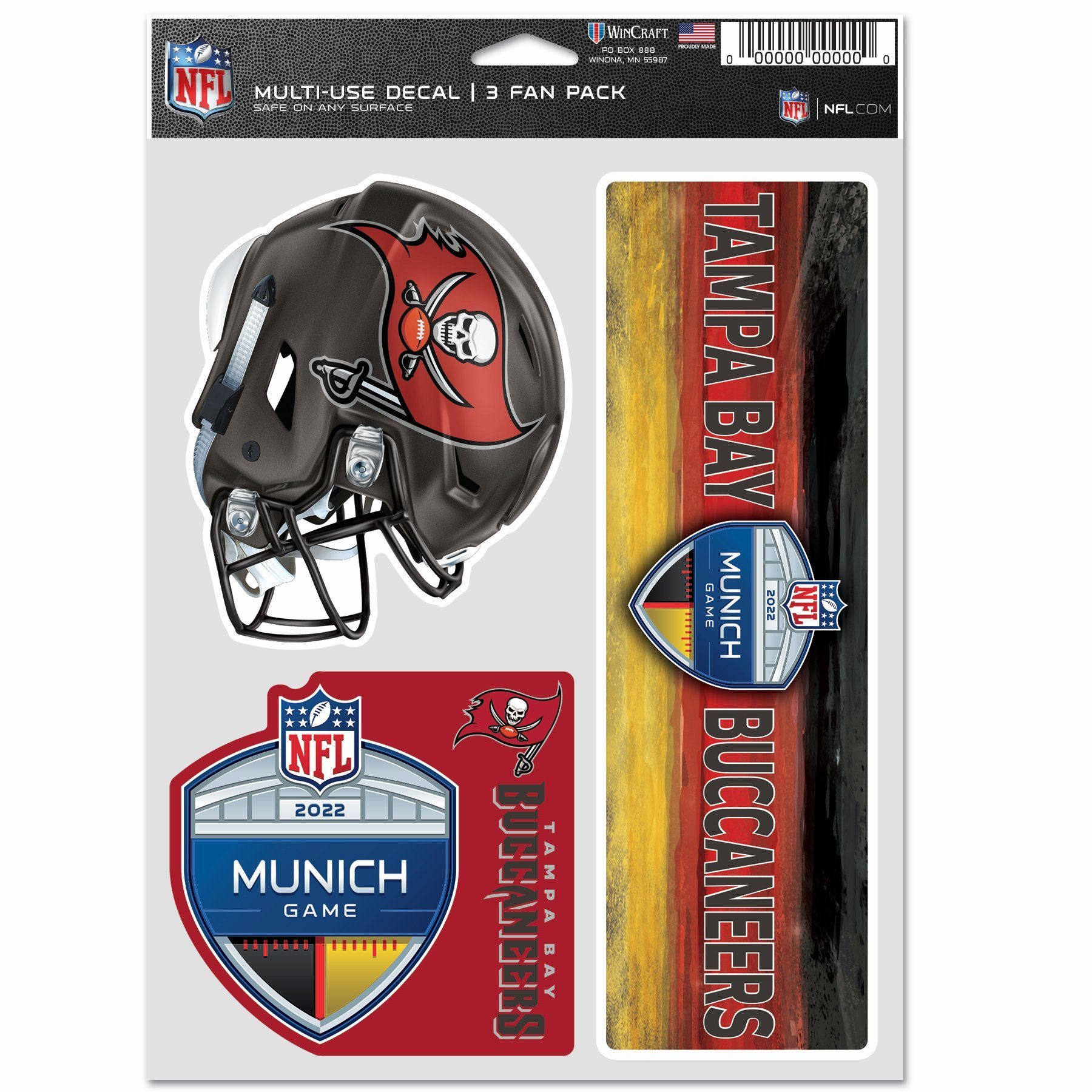WinCraft Wanddekoobjekt NFL Aufkleber 20x15cm Buccanee Tampa 3er Set Bay