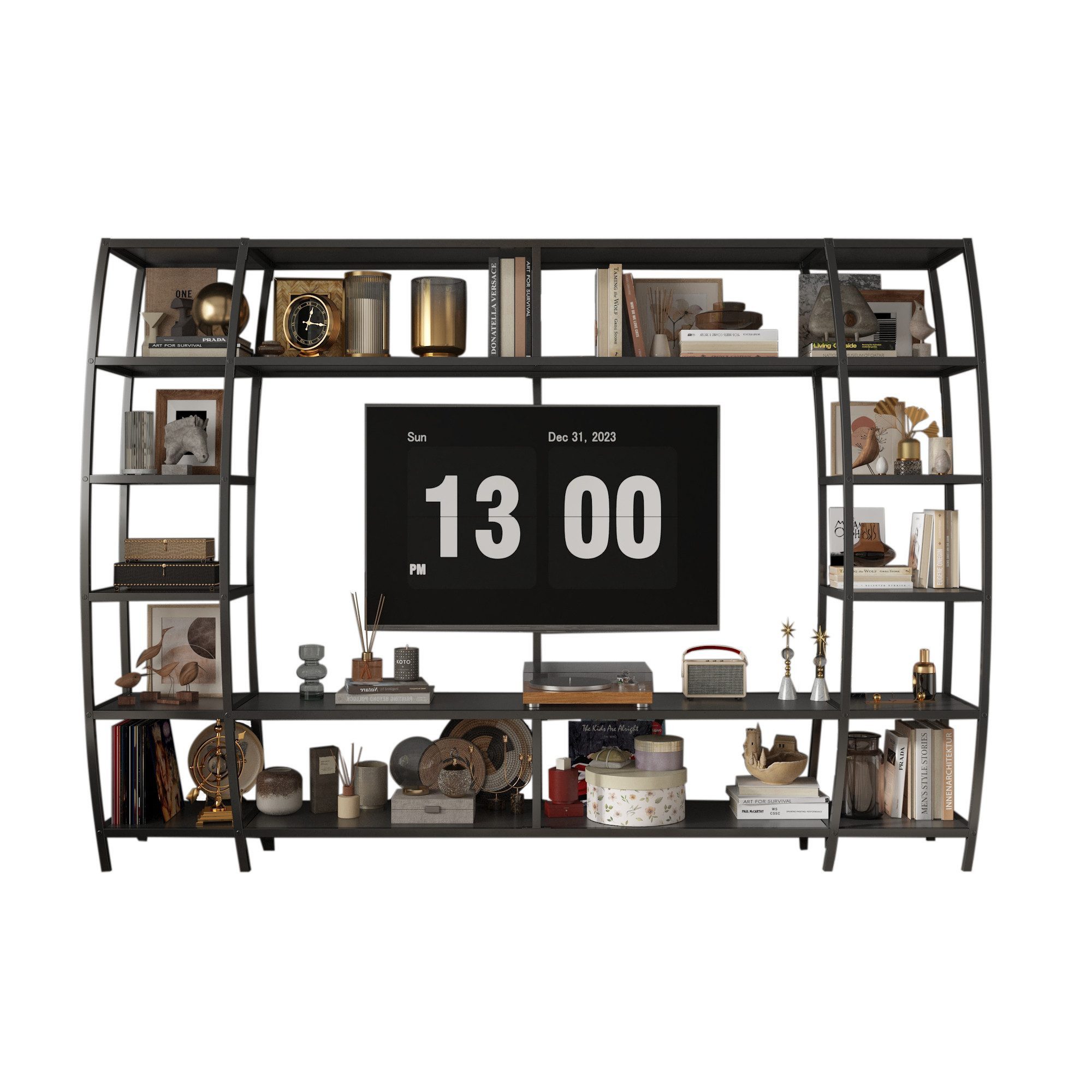 FUFU&GAGA TV-Wand Großes TV-Schrank, 217x35x150cm, schwarz, Eisen+MDF günstig online kaufen