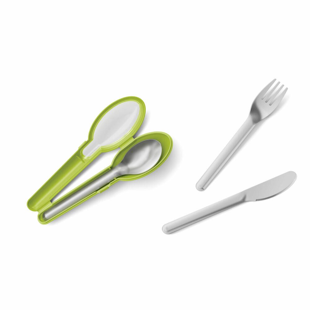 Emsa Besteck-Set Clip & Go 3-tlg. (3-tlg), Edelstahl, mit praktischem Etui