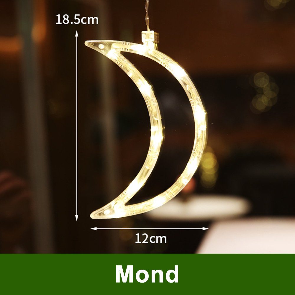 Batterie MUPOO LED Mond Lichternetz,Weihnachten Lichterkette Deko,Balkon,Party,Hochzeit mit Lichtervorhang Weihnachten, LED-Lichterkette LED Saugnäpfe,LED-Lichterkette