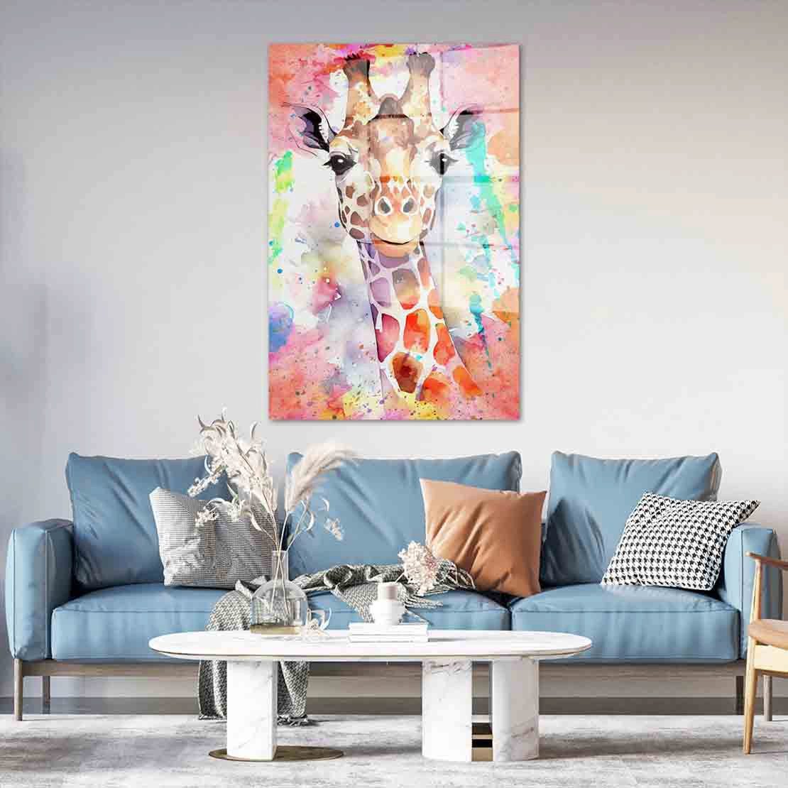 Artedinoi Acrylglasbild Giraffe Pop Art Abstract Acrylglas Wandbild Bild Wanddeko Wohnzimmer X