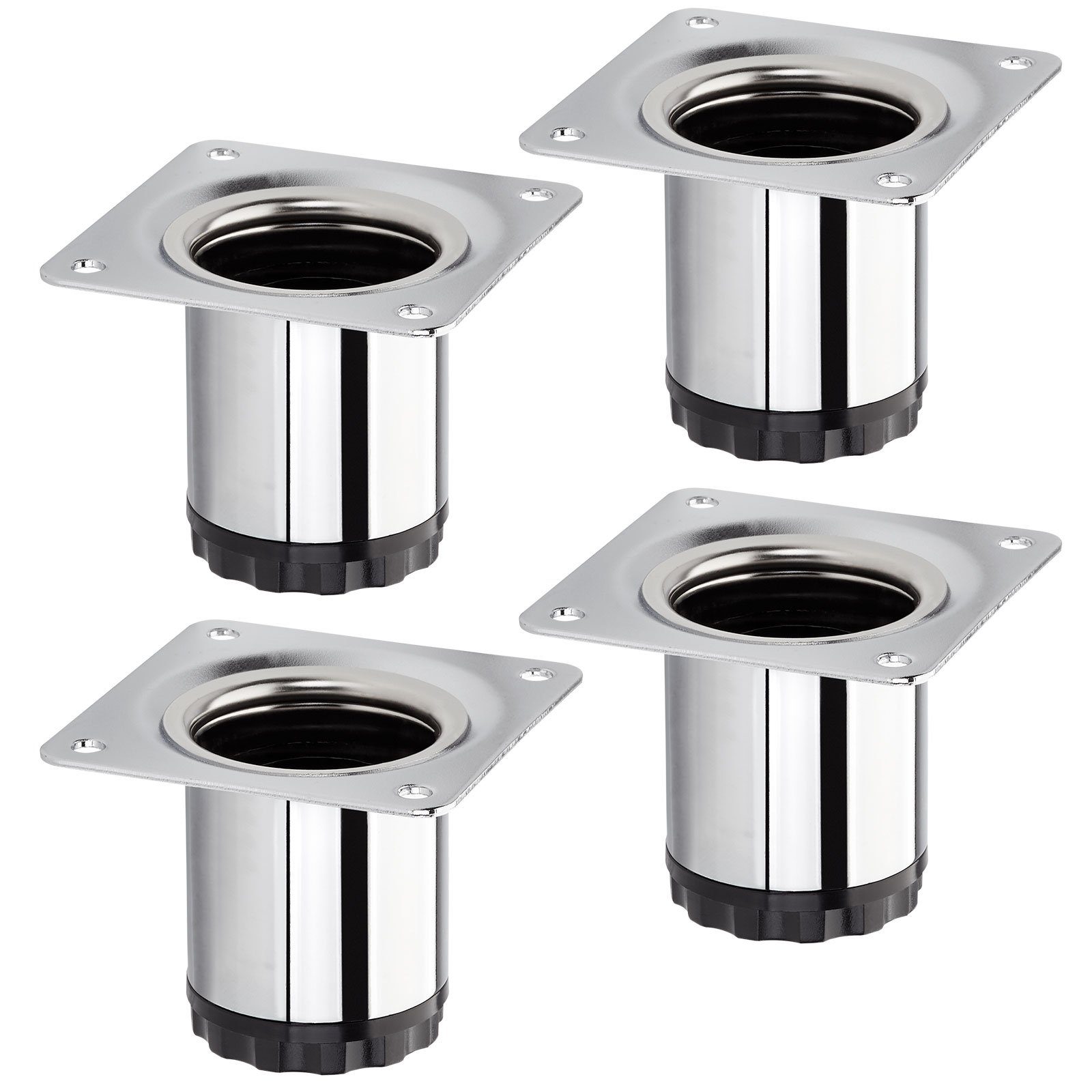 SO-TECH® Möbelfuß 4er Set BRAVO, aus Stahl, höhenverstellbar, bis 200 kg, Chrom poliert, Höhe 50 mm, Durchmesser 40 mm