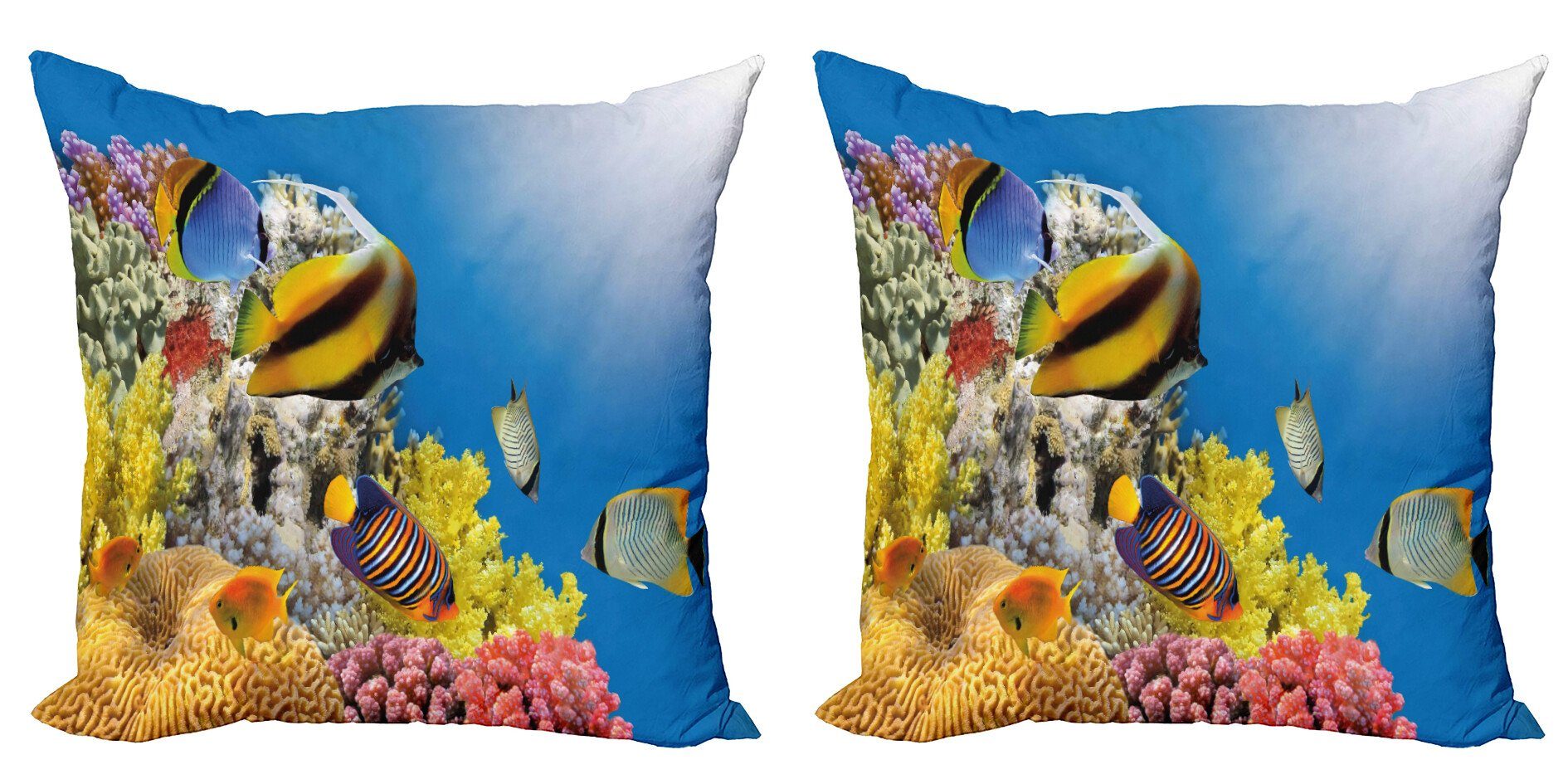 Kissenbezüge Abakuhaus Digitaldruck, Stück), Ozean Doppelseitiger Coral Top Colony (2 auf Riff Modern Accent