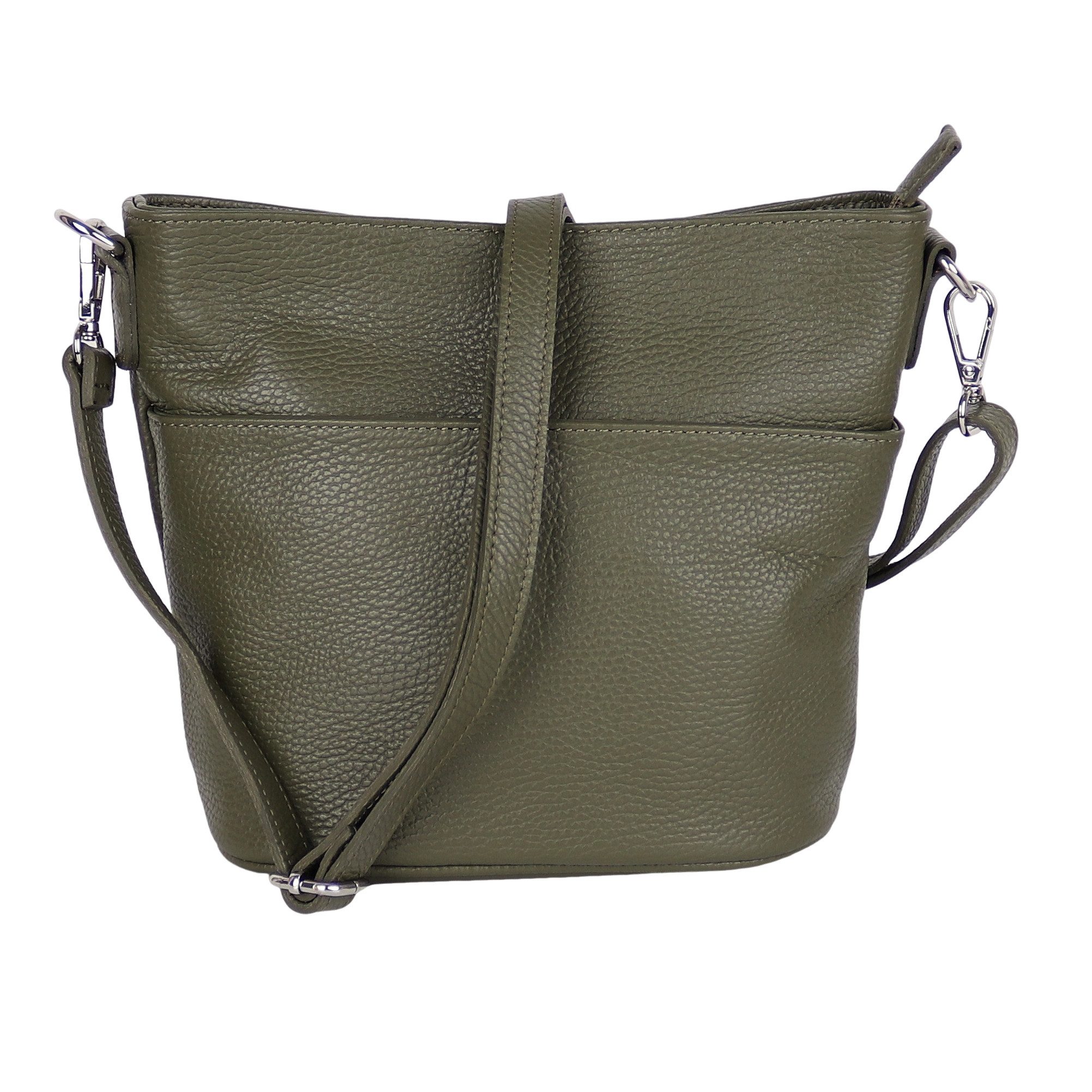 MIRROSI Umhängetasche Damen, Crossbody Bag, Echtleder Made in Italy (1 Tasche 2 Gurte oder Basic Version 1 Tasche 1 Gurt), 24x18x12cm (BXHXT)