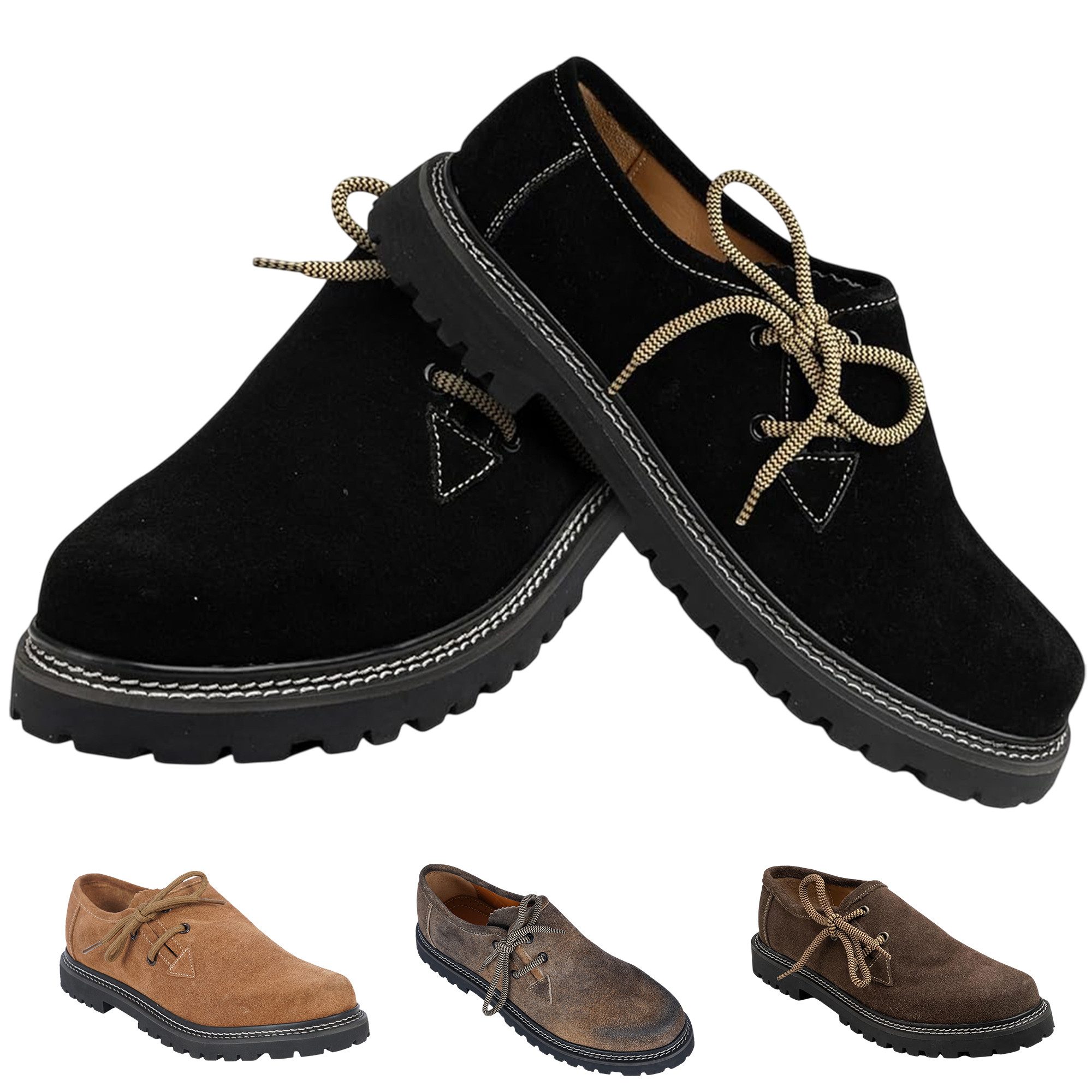 German Wear GW1800-VL Haferlschuh Trachtenschuhe Original Haferlschuhe Lederschuhe Wildleder 2x Senkel