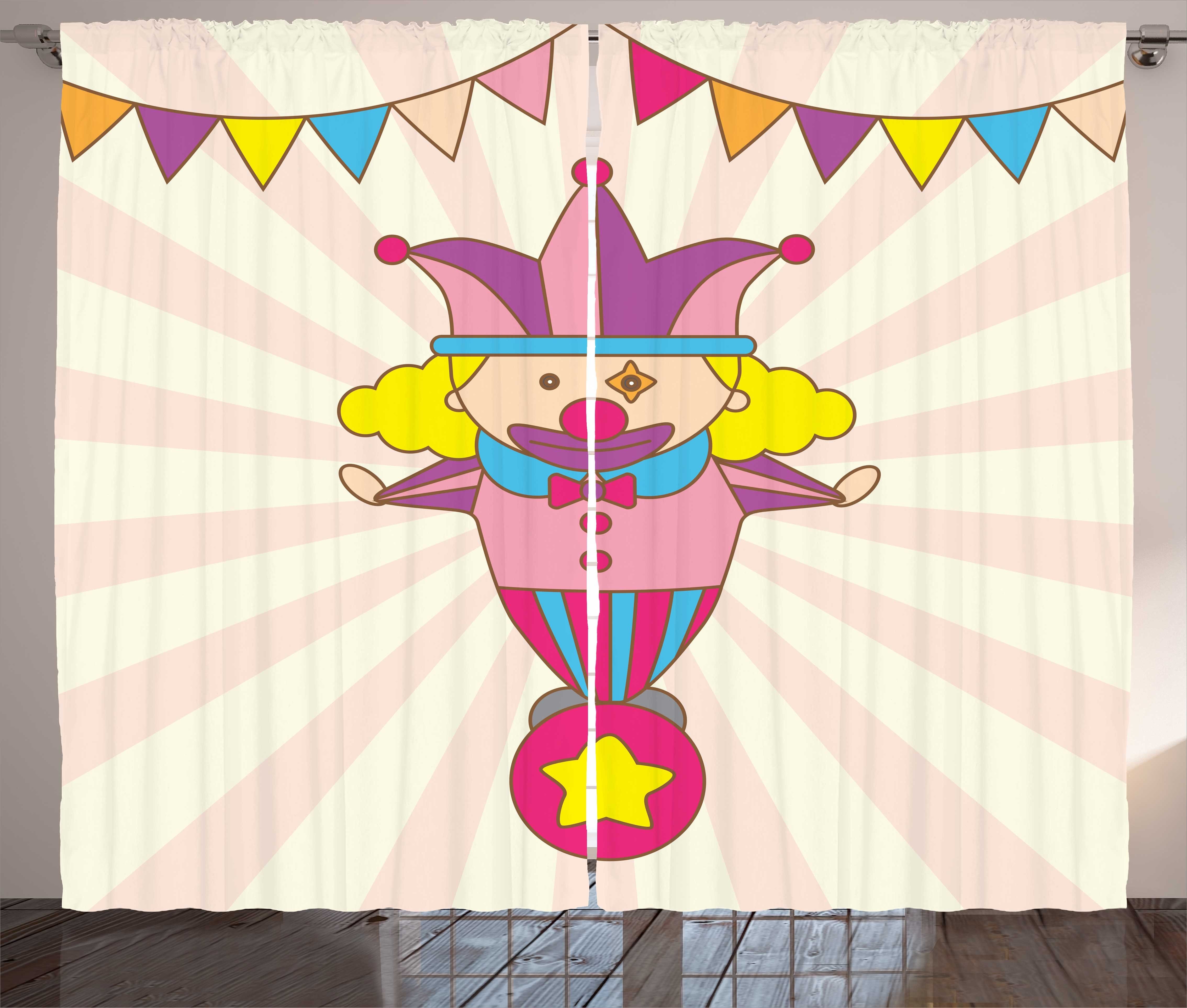 Gardine Schlafzimmer Kräuselband Vorhang mit stehend auf Abakuhaus, Haken, einer Zirkus Schlaufen und Kugel Clown