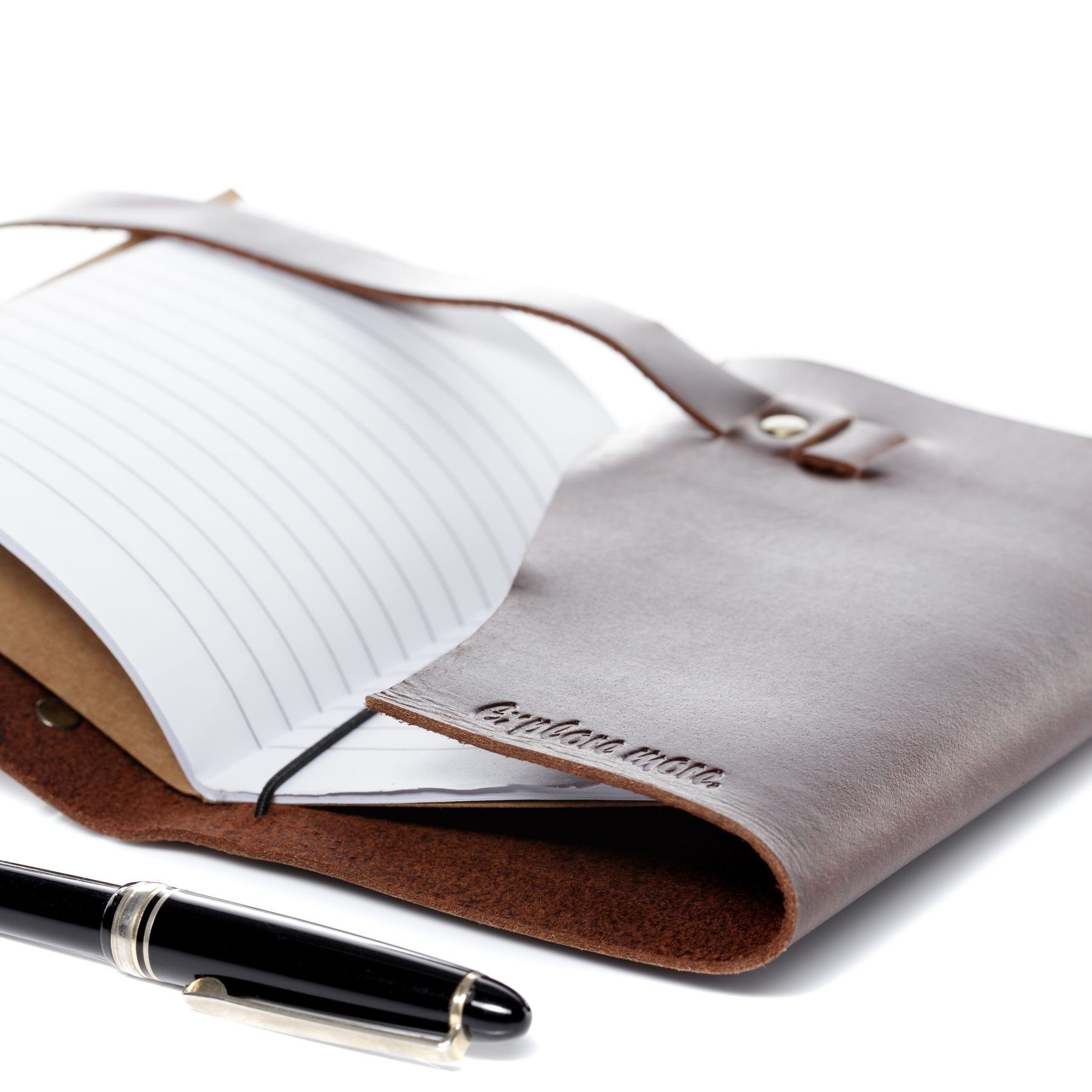 SID & VAIN Notizbuch echt Leder Tagebuch groß EXPLORE MORE, Tagebuch echt Leder Unisex, Bürozubehör, Lederbuch braun-cognac