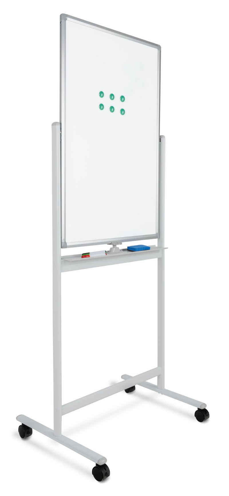 Pronomic Memoboard WB-6090 Whiteboard, (inkl. Markern, Magneten, Trockenlösch-Schwamm und Montagematerial), Magnetisches, drehbares Schreibboard im Hochformat