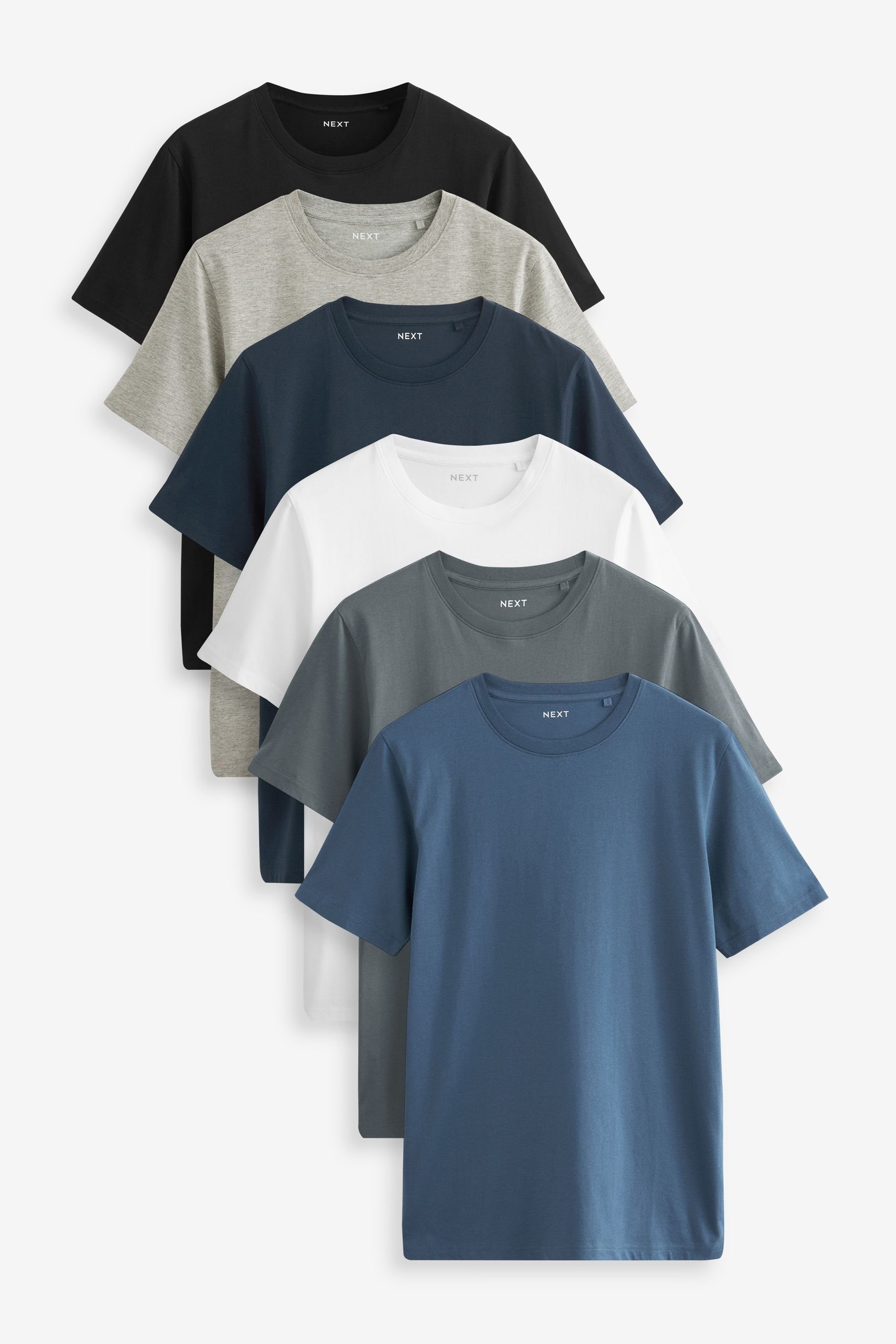 Next T-Shirt 6er-Pack Essential Slim Fit T-Shirts aus Baumwolle (6-tlg)