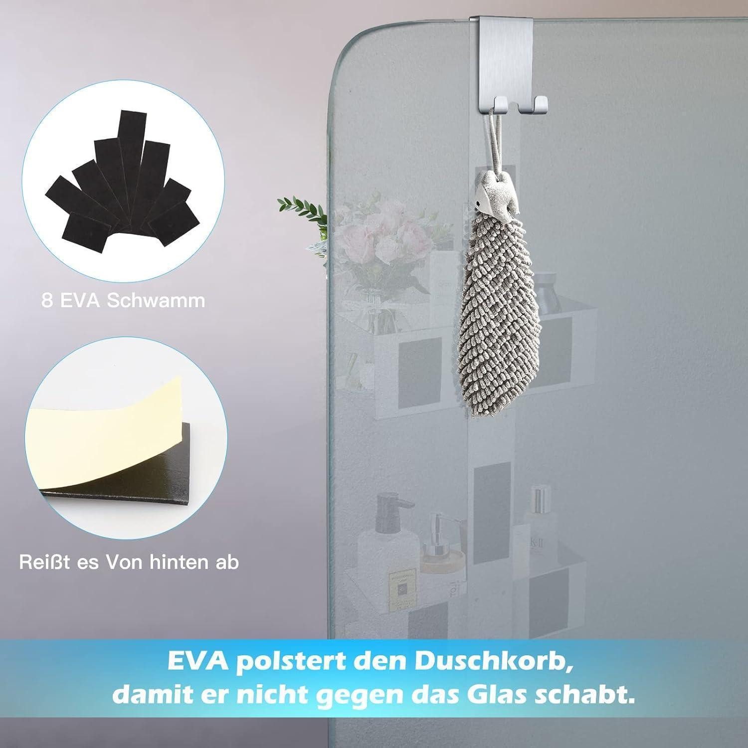 LuxusKollektion Duschregal Duschablage Edelstahl SUS304 Hängend für Glastür ohne Bohren (Stil A – Bild 5 von 5