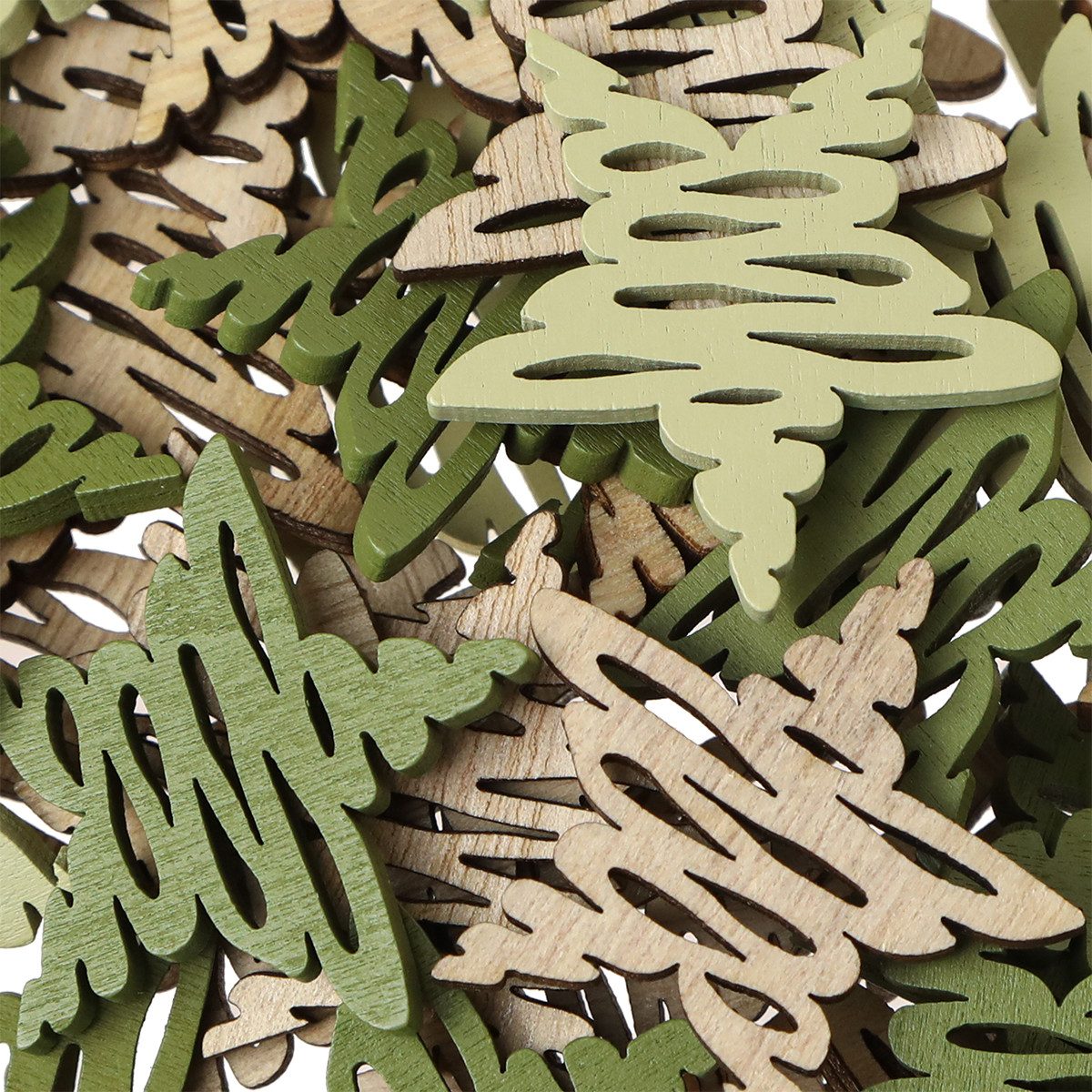 Florists Products Weihnachtsmann Weihnachten Dekoration Streuteile Holzsterne Natur Grün 72, 72 Stück