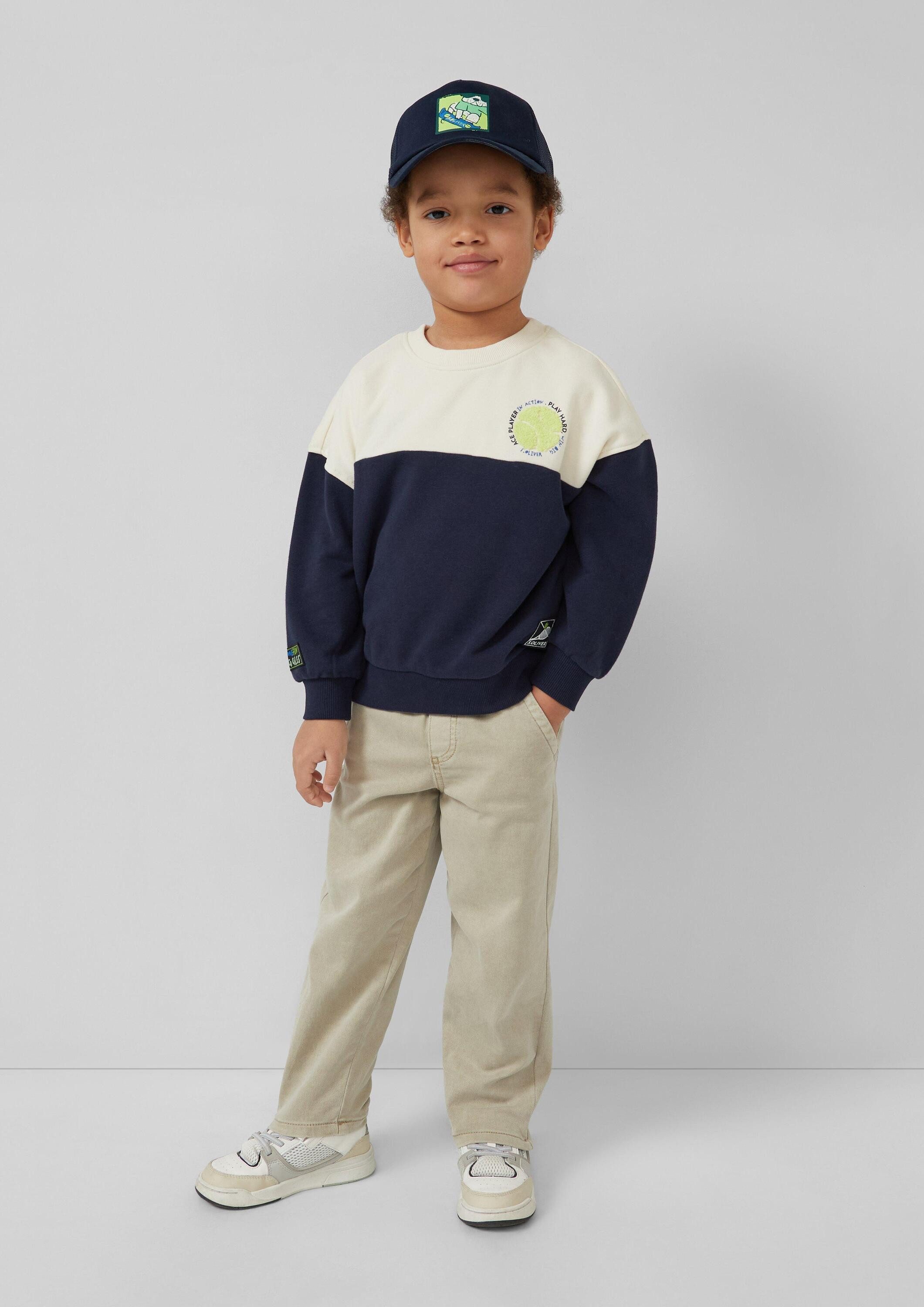 s.Oliver Sweatshirt Sweatshirt Oversize Sweatshirt mit Frottee-Stickerei und Applikationen