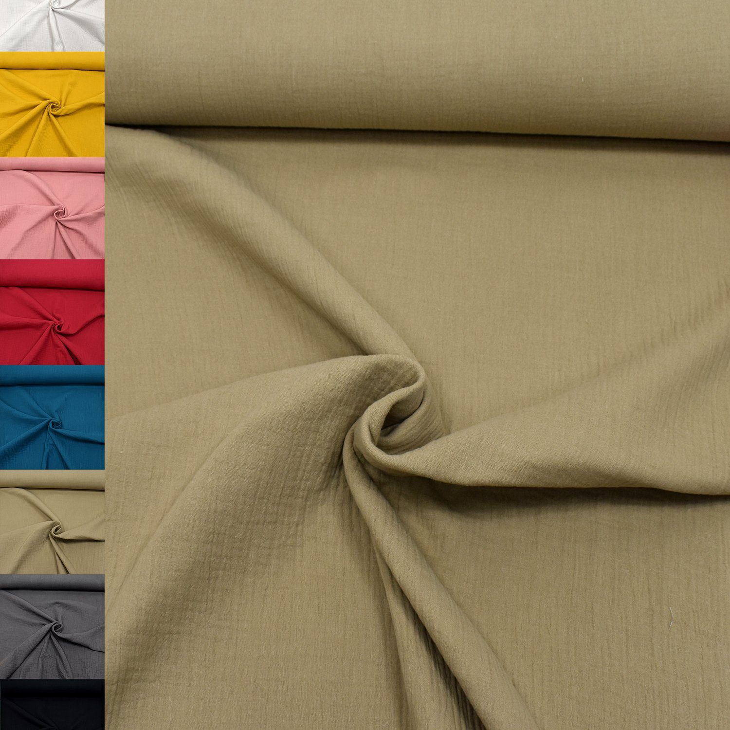 MAGAM-Stoffe Stoff "Greta", Musselin Stoff Double Gauze uni 100% Baumwolle ÖKO-TEX Meterware 50cm