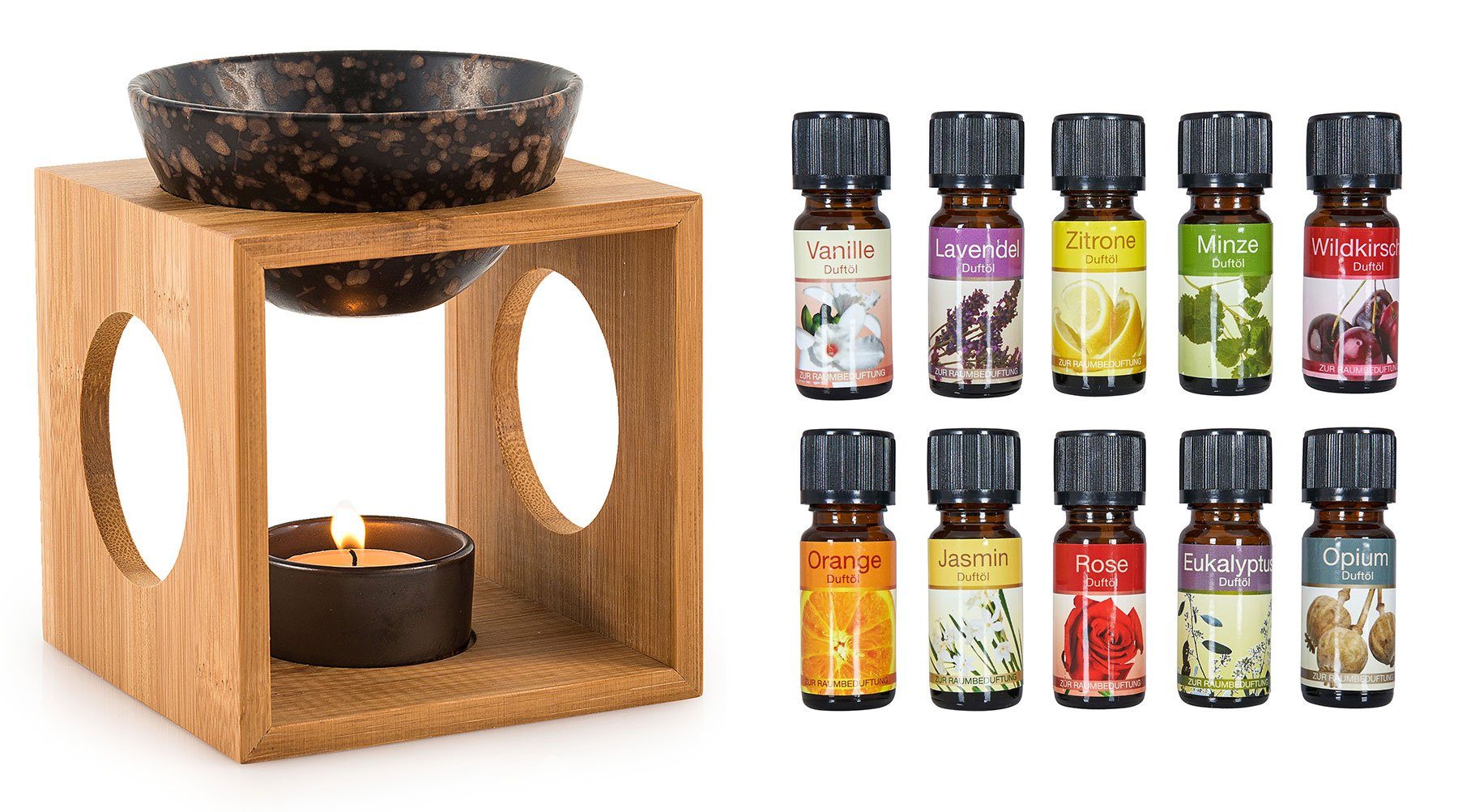 Levandeo® Duftlampe, Duftlampe Keramik Holz Aromaspender günstig online kaufen