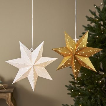 MARELIDA LED Stern Papierstern Leuchtstern Weihnachtsstern Faltstern 45cm mit Kabel gold