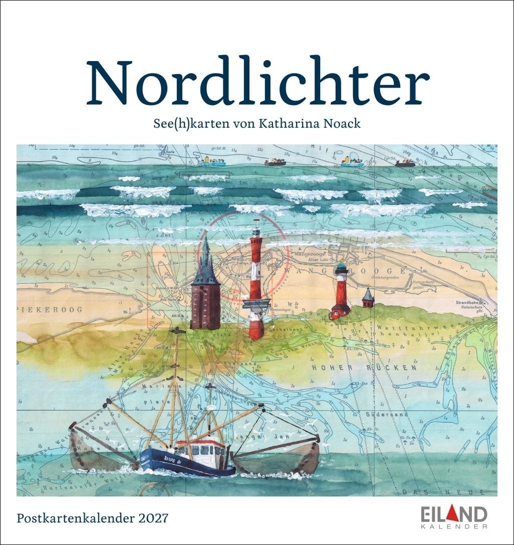 Tischkalender Nordlichter - See(h)karten Postkartenkalender 2027 Kleiner Kalender im