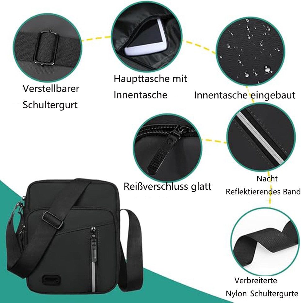 Coonoor Umhängetasche Oxford Stoff Umhängetasche, Mehrfach Taschen Herren T günstig online kaufen