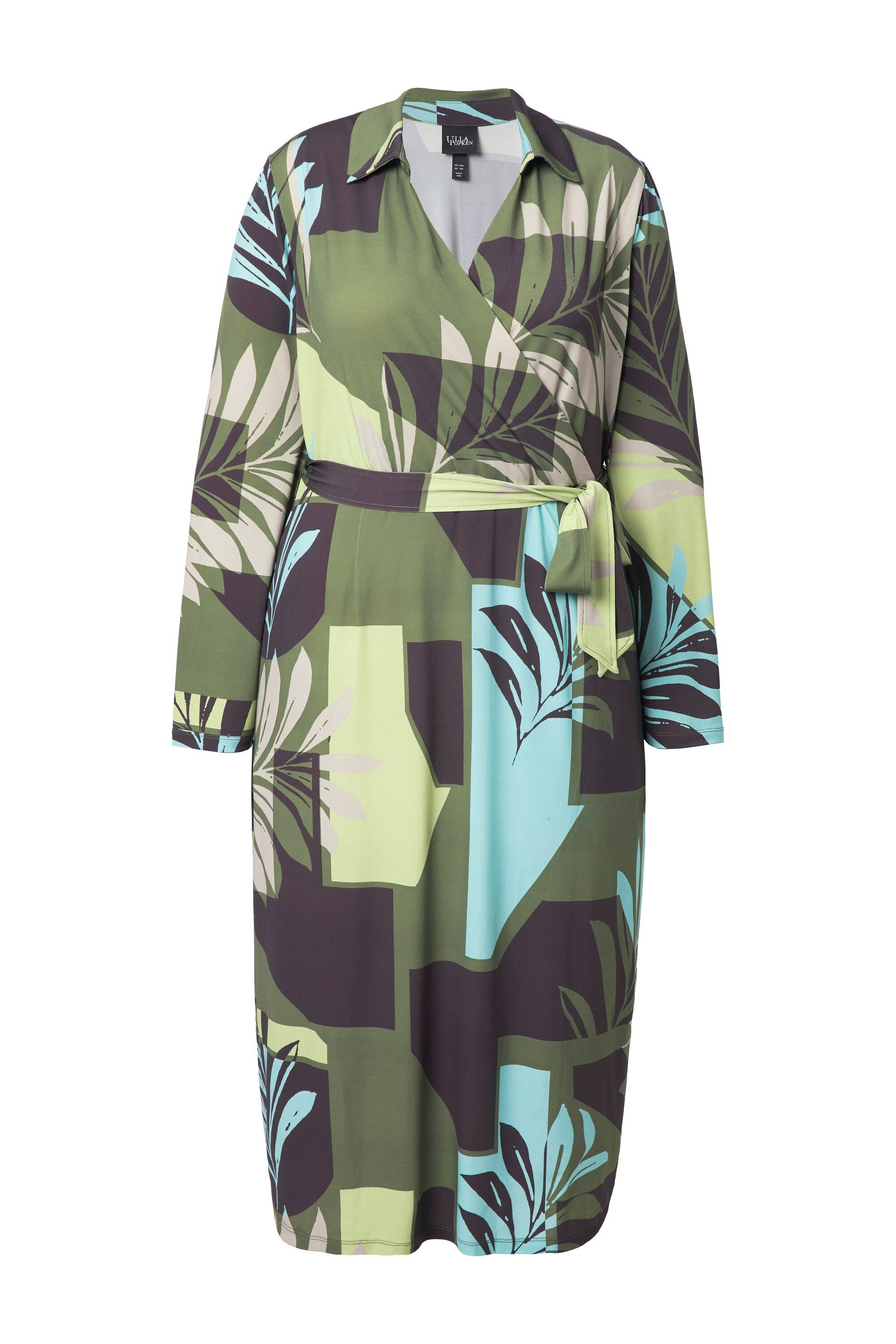 Ulla Popken Minikleid Midikleid Blätter Hemdkragen Langarm Taschen günstig online kaufen