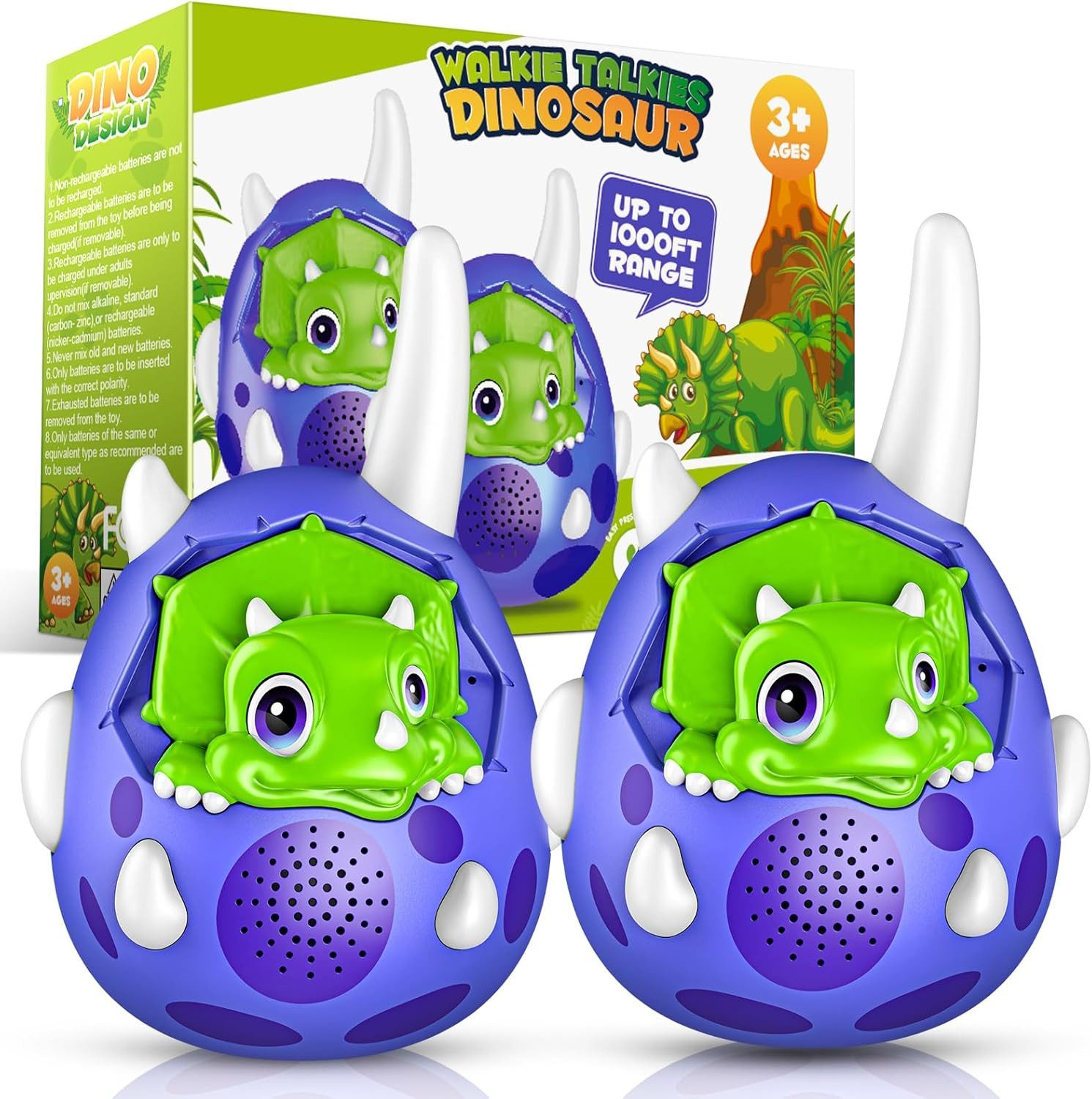 LaCute Walkie Talkie Dinosaurier Walkie Talkie Spielzeug Kinder Outdoor Funkgerät, (Walkie-Talkie Spielzeug-Set für Kinder mit Dinosaurier-Design, 2-St., 2x Kinder-Walkie-Talkie im Dinosaurier-Design für Outdoor-Spiele), Dinosaurier-Design kindgerechte Größe wasserresistent