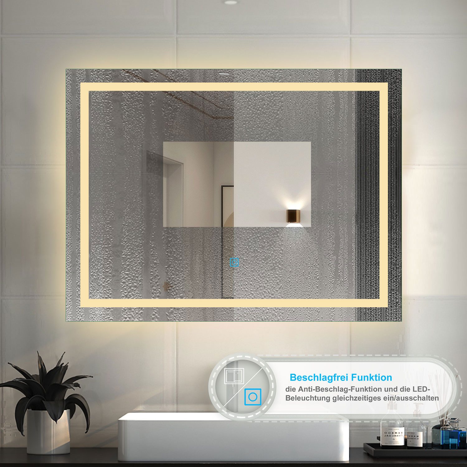 duschspa Badspiegel 50-160 cm Touch LED Spiegel, Beschlagfrei