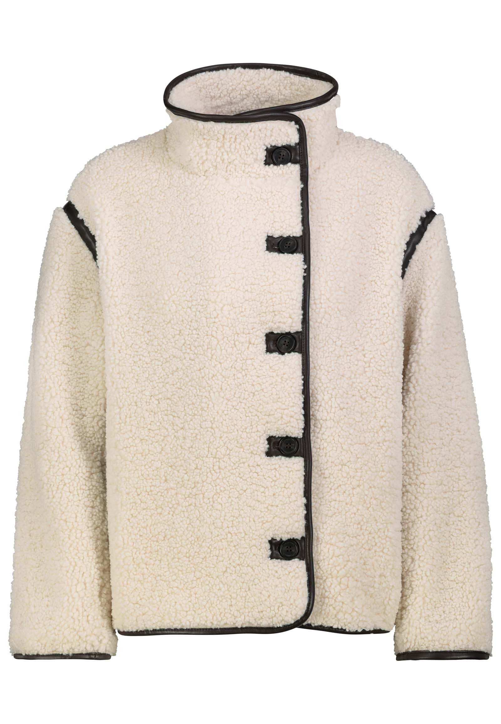SUBLEVEL Winterjacke Kuschliges Design Knopfleiste für Damen (1-St) Wärmende Oberfläche, Variabler Kragen, Markante Knopfdetails