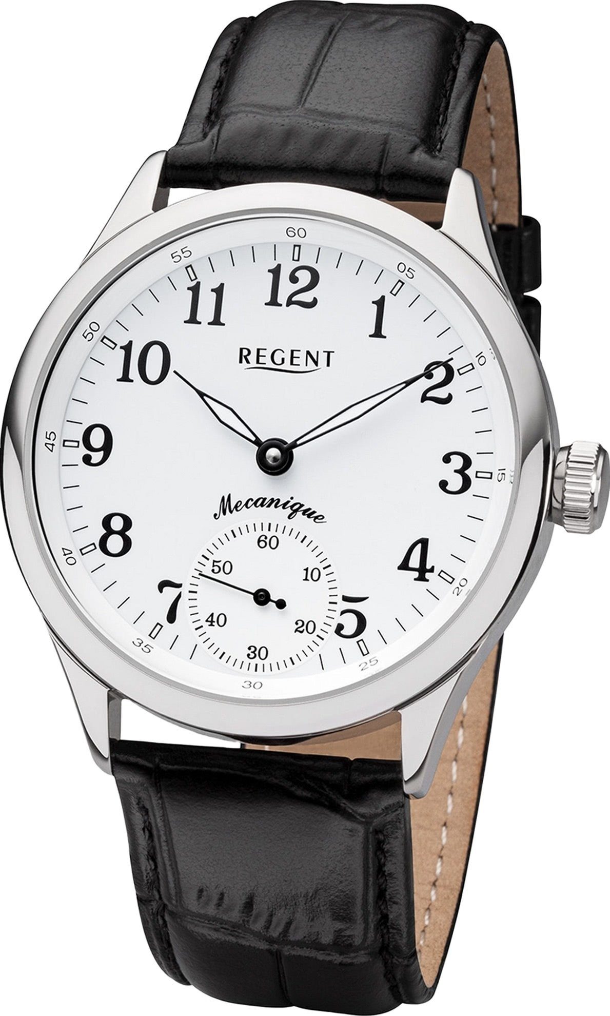 Regent Quarzuhr Regent Herren Armbanduhr Analoganzeige, Herren Armbanduhr rund, groß (ca. 42,5mm), Lederbandarmband