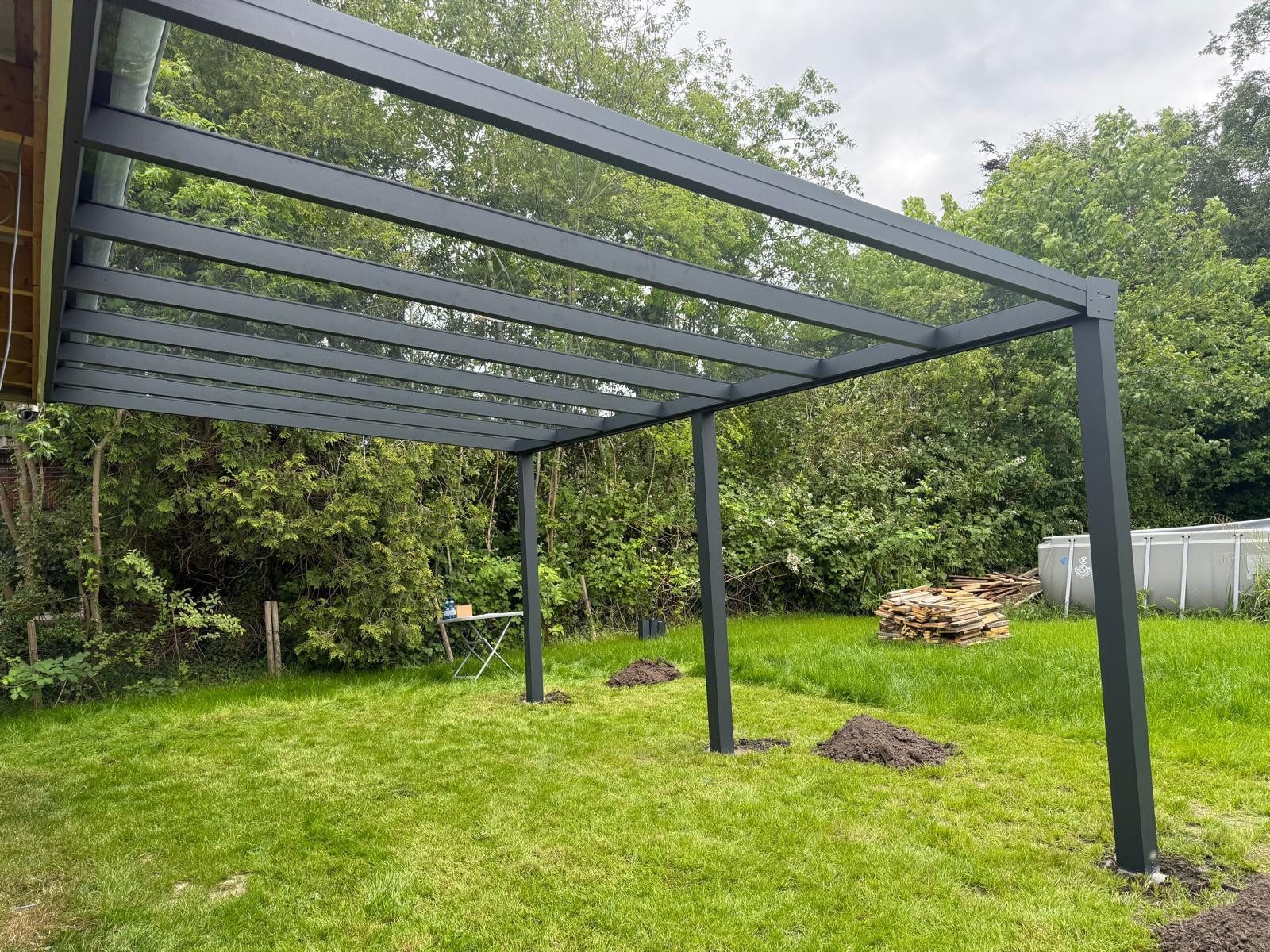 Terrasse2000 Terrassendach Terrassenüberdachung Aluminium Stegplatte Barcelona Anthrazit, BxT: 300x300 cm, Bedachung Doppelstegplatten