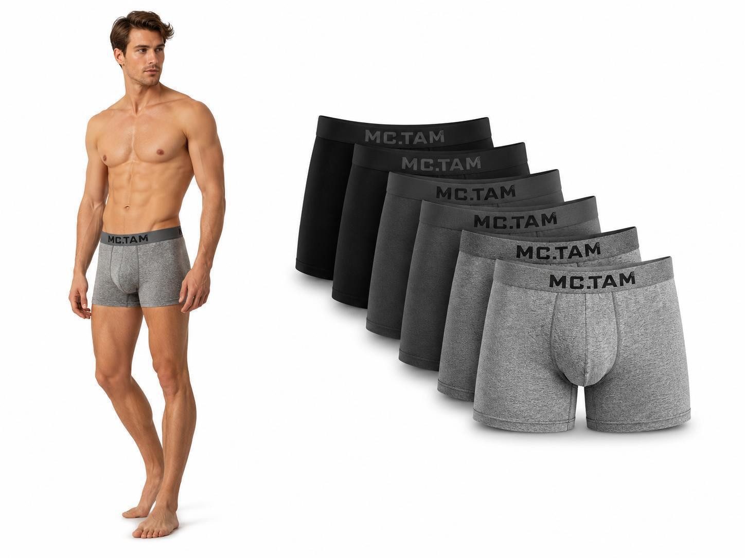 EloModa Boxershorts Boxershorts Herren 6er Pack Baumwolle Stretch – ohne Innenetikett – (6-St) ohne Innenetikett – bequemer Komfortbund – atmungsaktiv – Bild 2 von 4