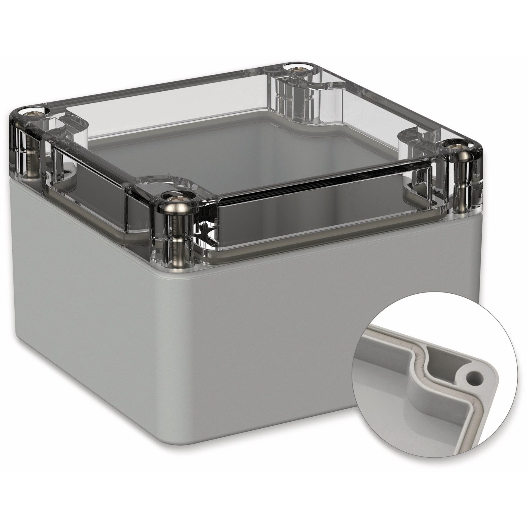 Pollin Verteilerbox POLLIN, Polycarbonat Gehäuse, 82 x 80 x 55 mm, IP66, Lichtgrau