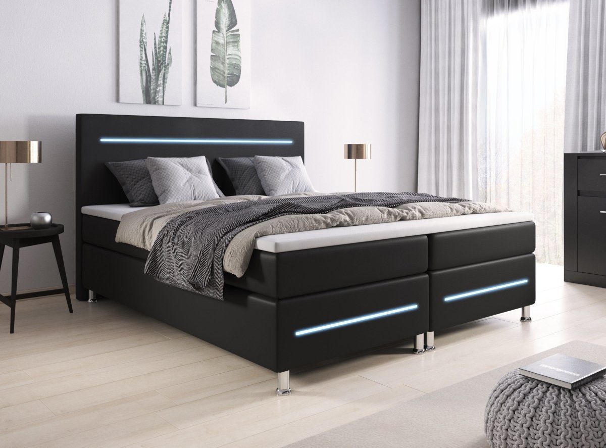 Luxusbetten24 Boxspringbett Sejour, mit LED-Beleuchtung