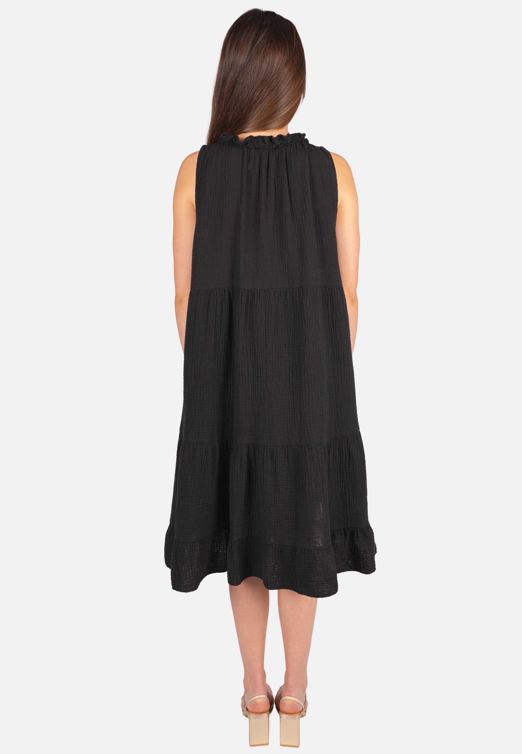 Seasons of April Blusenkleid BUKI MUSSELIN Ärmelloses Damen Musselin Kleid Damenkleid mit Tasseln in Trendfarben
