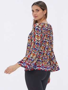 atinka Carmenshirt Schlupfbluse mit Allover Muster